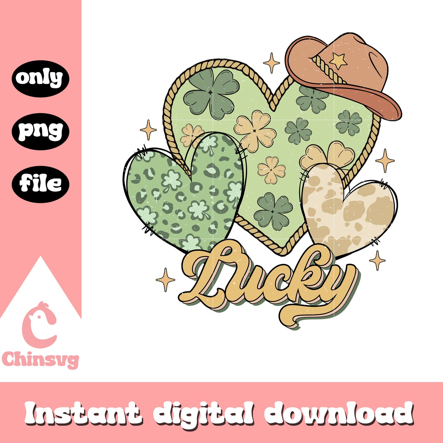 Lucky patrick cowboy heart design png, st patrick day png