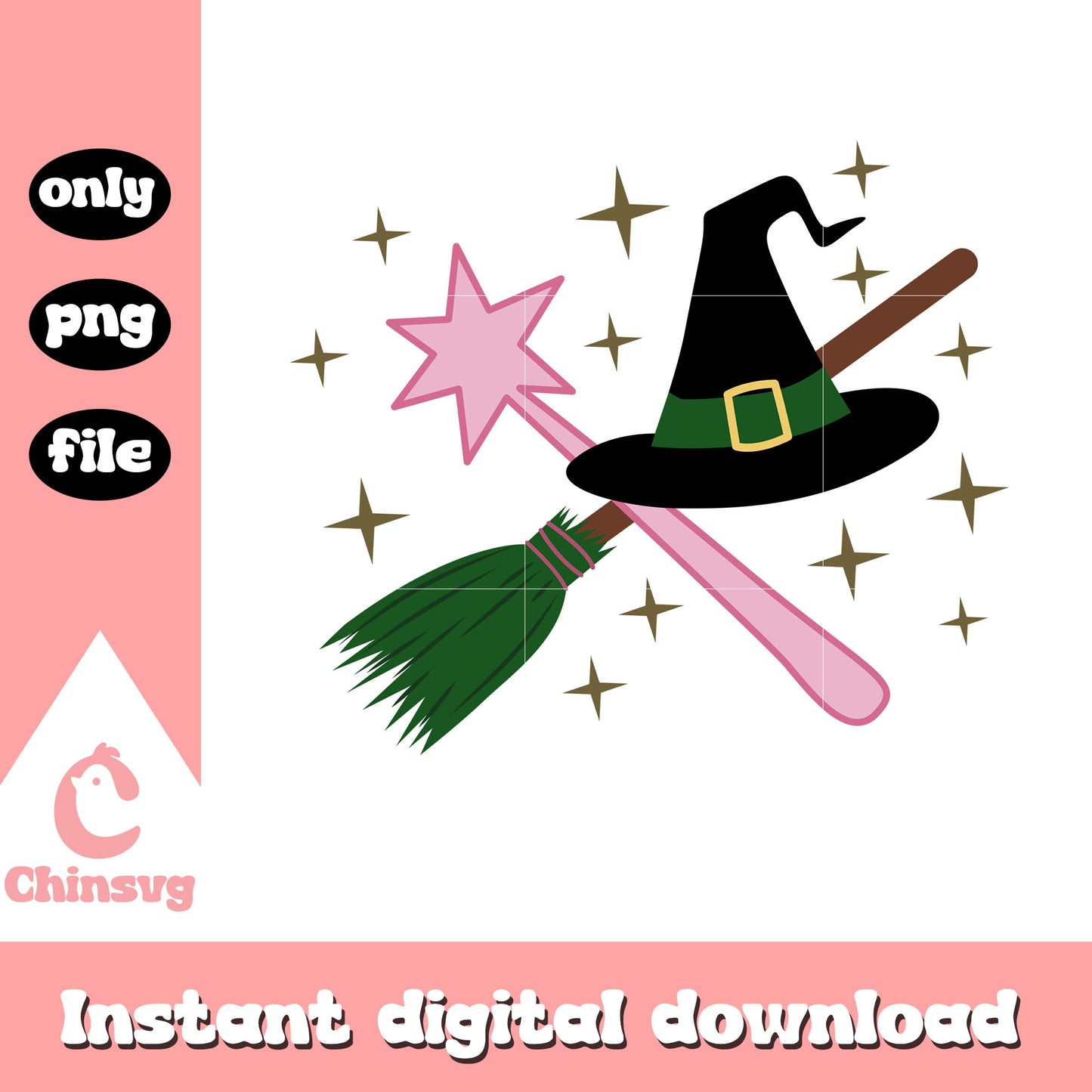 Magic wand with witch hat design png, wicked logo png, wicked png