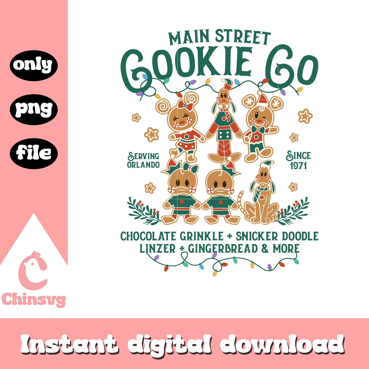 Main street cookie co disney design png, christmas gingerbread png