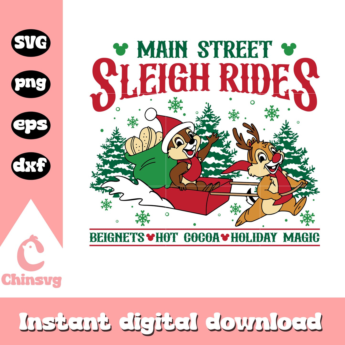 Main street sleigh rides design svg, disney merry christmas svg