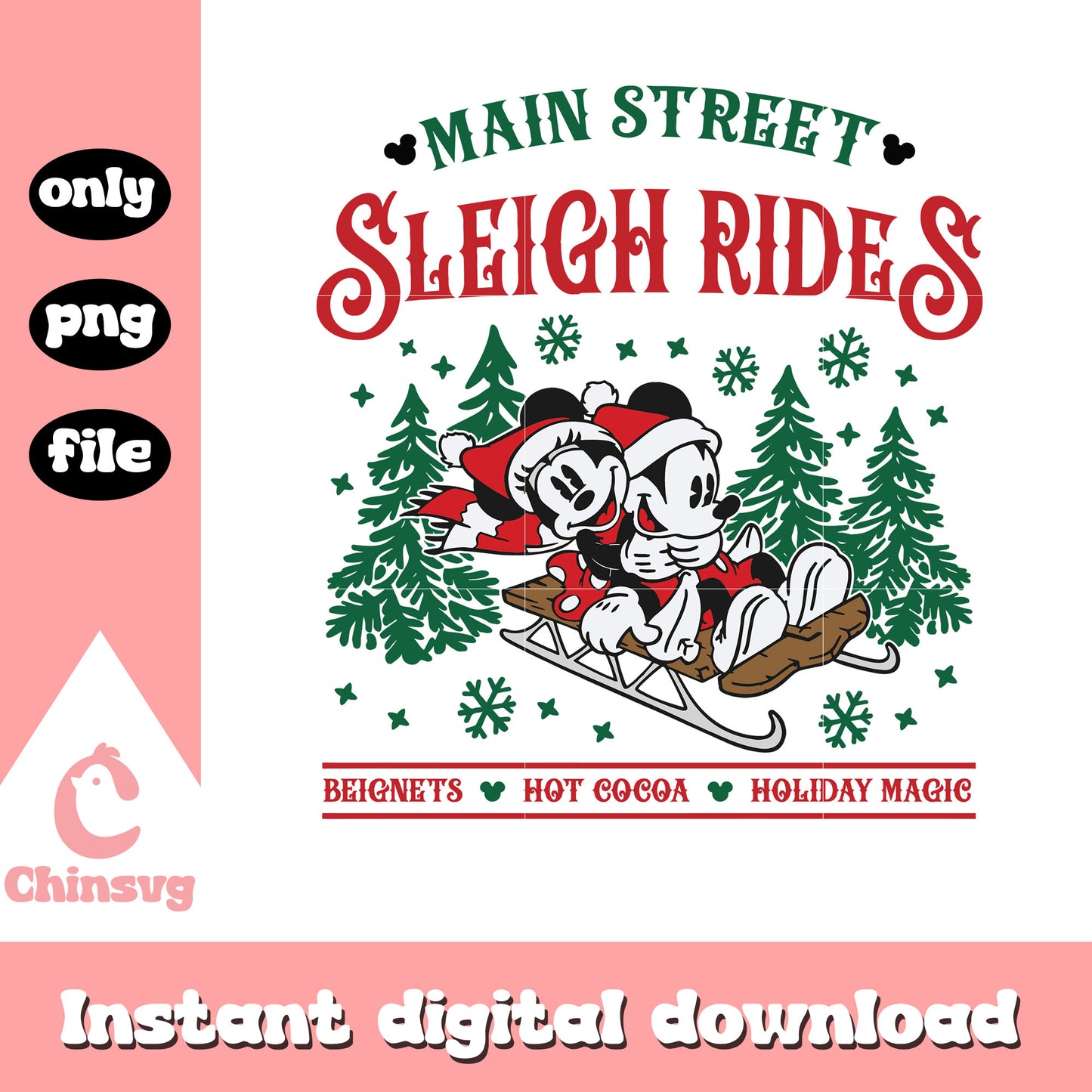 Main street sleigh rides minnie mickey png, mickey minnie png