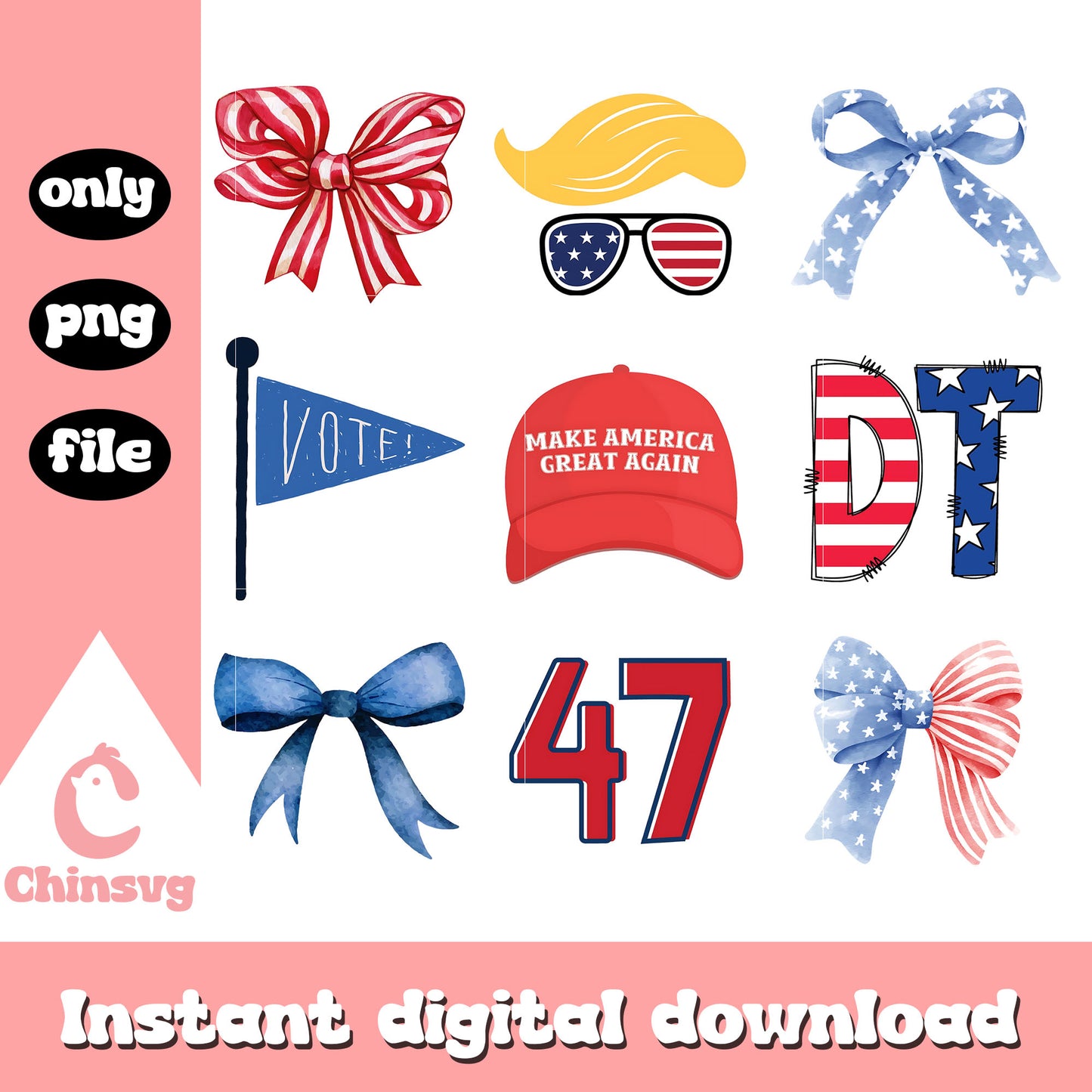 Make america great again bow tie design png, donald trump face png