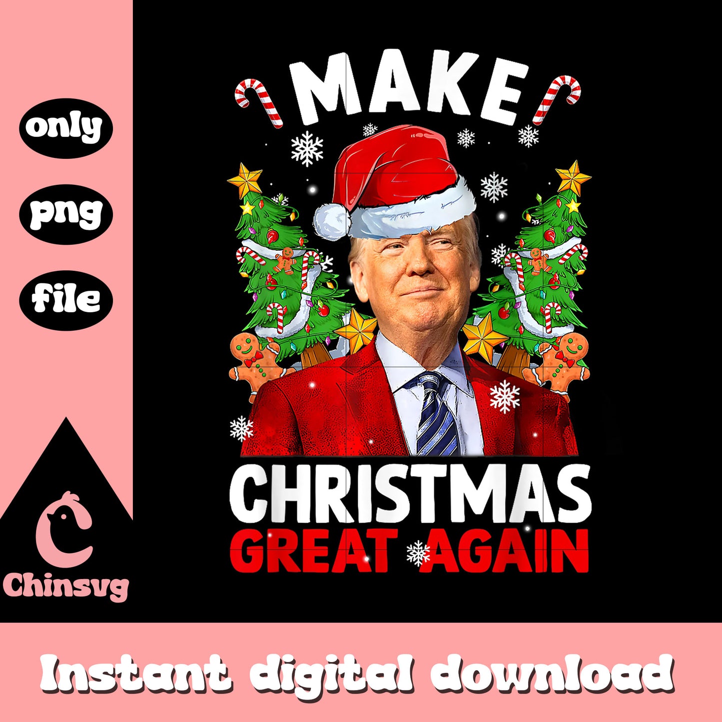 Make christmas great again trump santa design png, trump christmas png