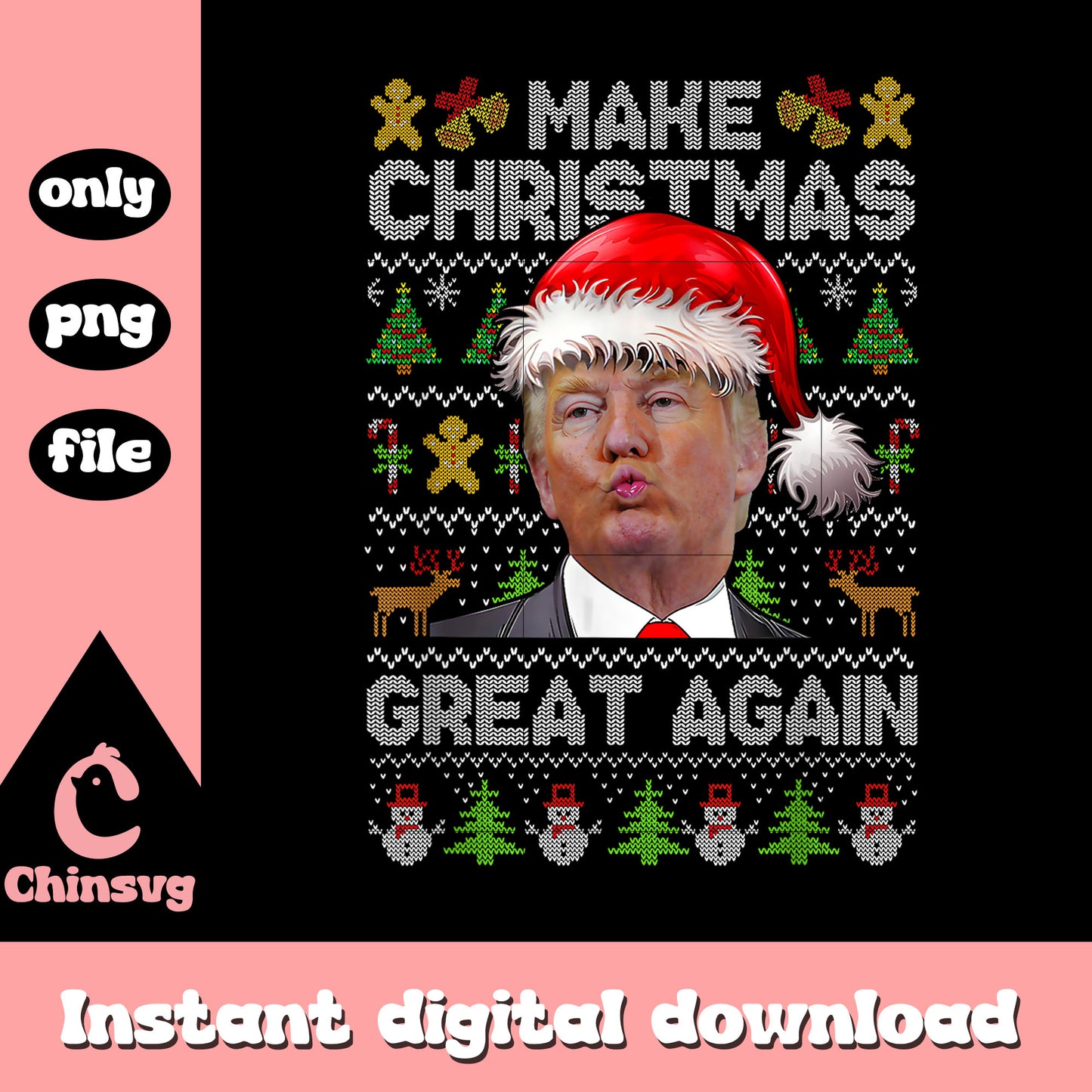 Make christmas great again trump santa hat funny png, trump for christmas png