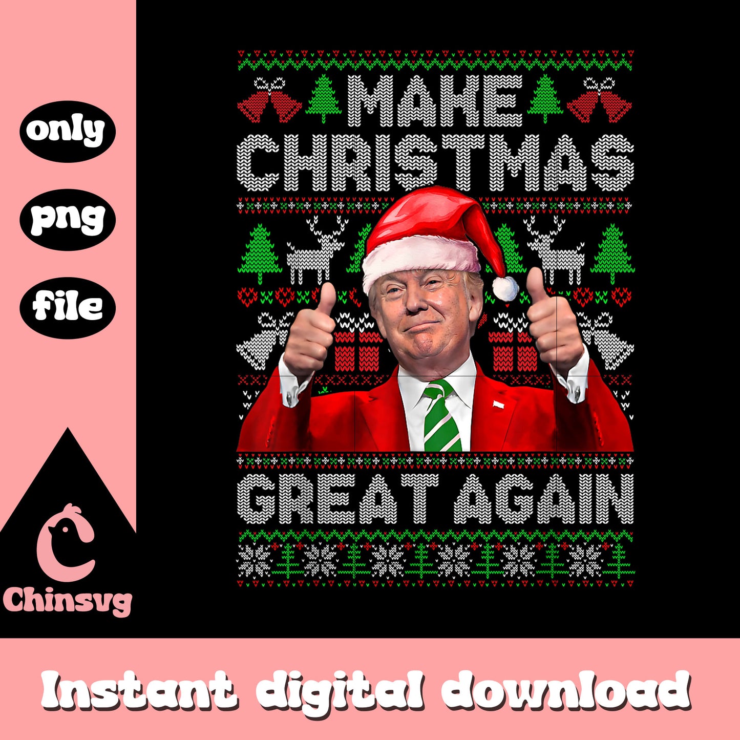 Make christmas great again trump santa hat vintage png, trump christmas png