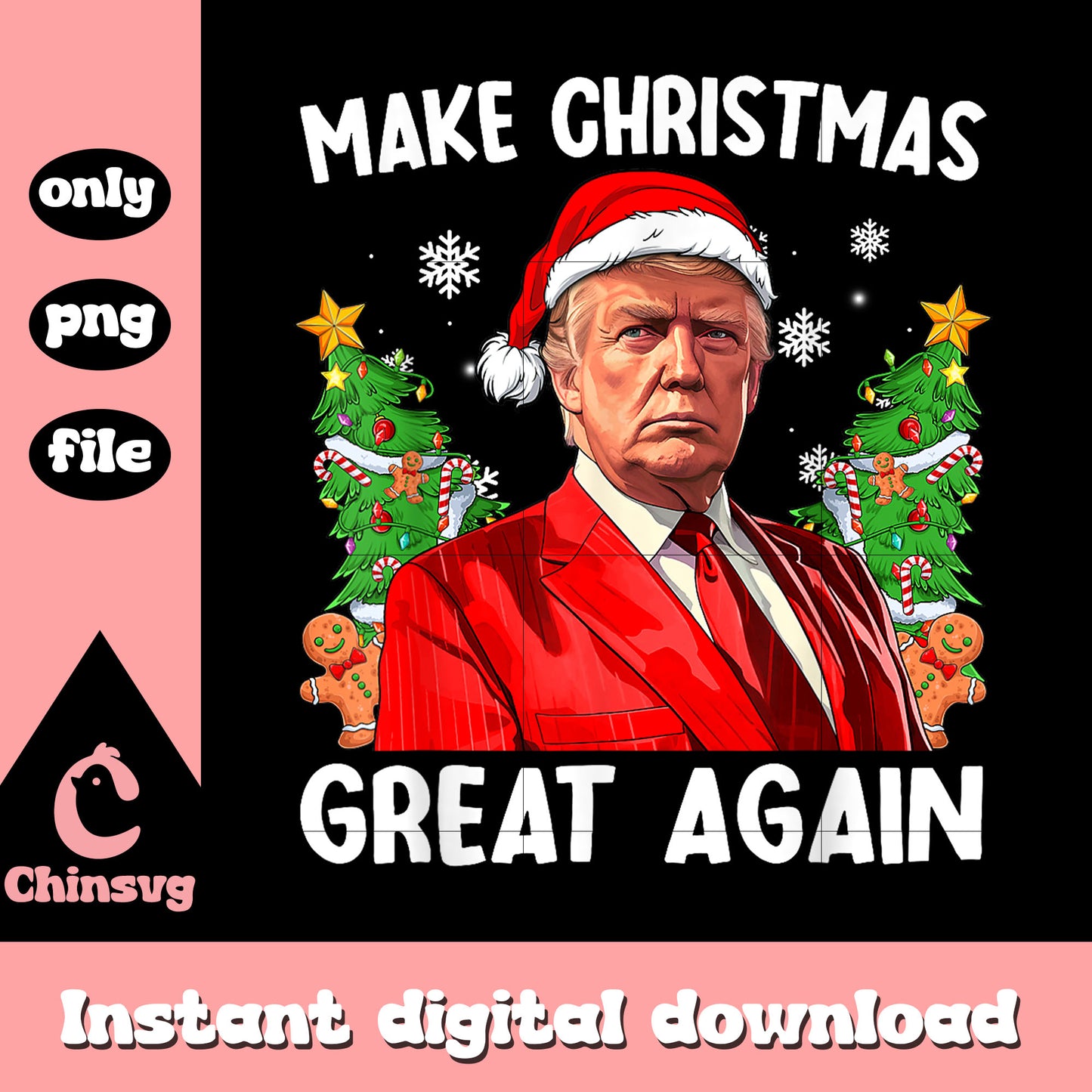 Make christmas great again trump santa snow png, trump merry christmas png