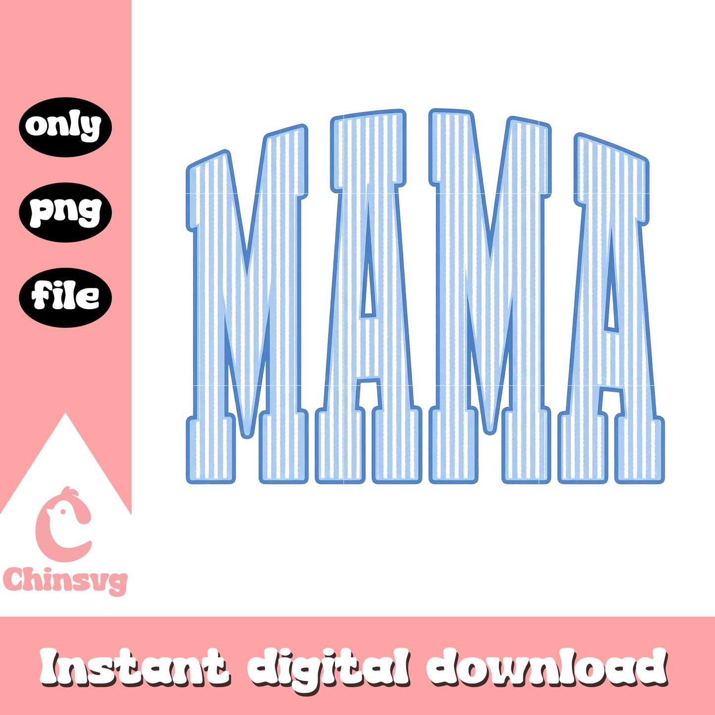 Mama seersucker stripes blue png