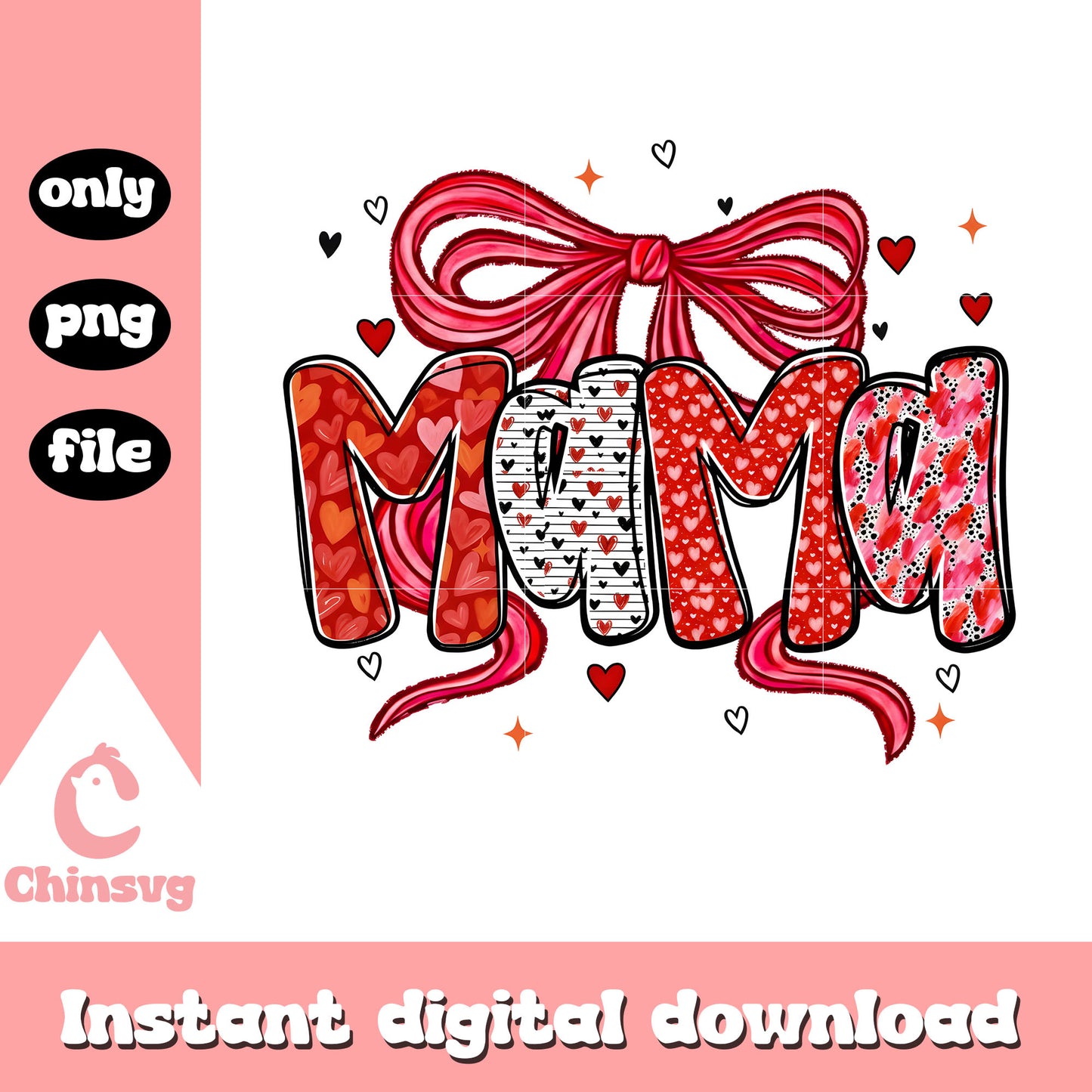 Mama coquette valentine design png, mama valentine png