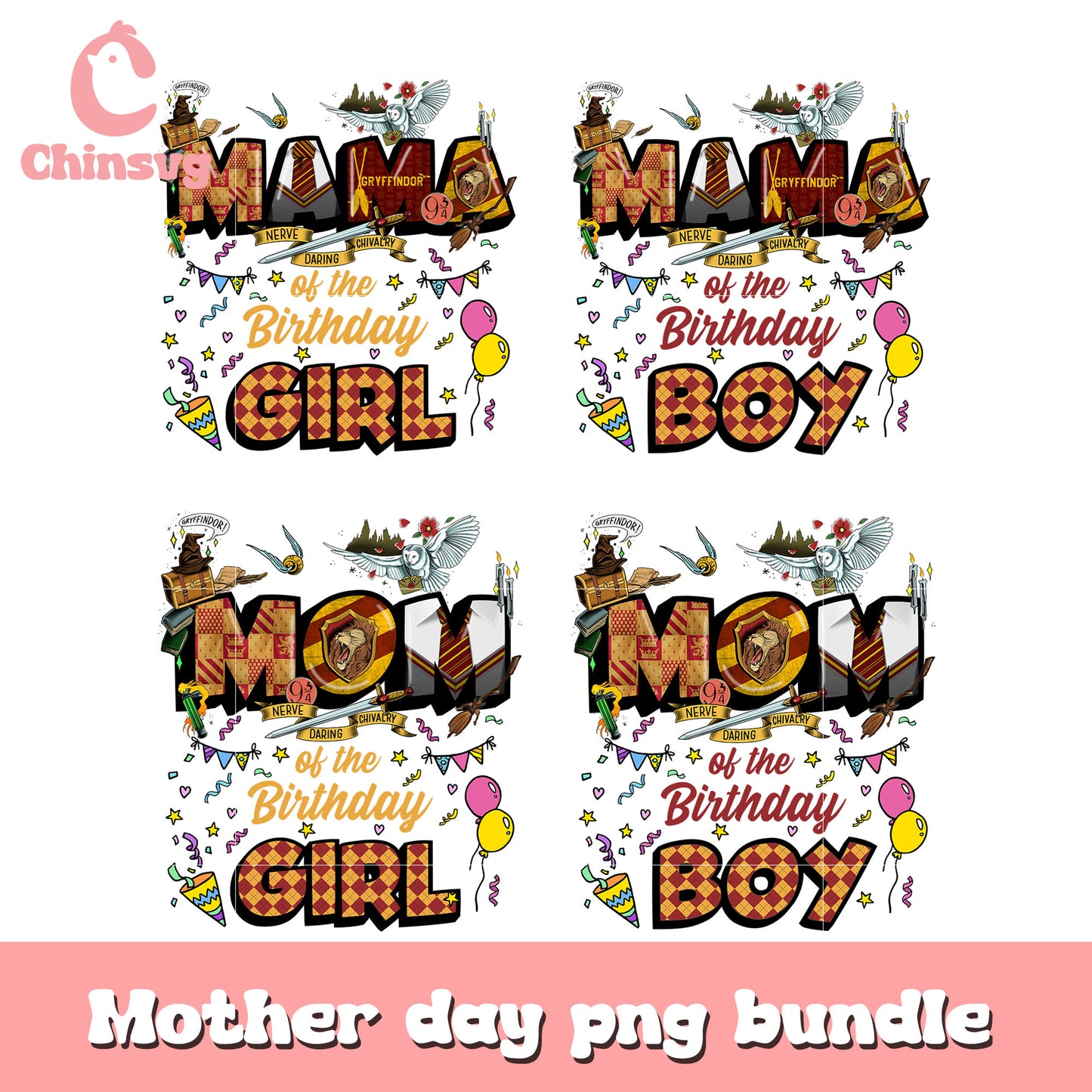 Mama of the birthday boy Gryffindor bundle png, harry potter logo png