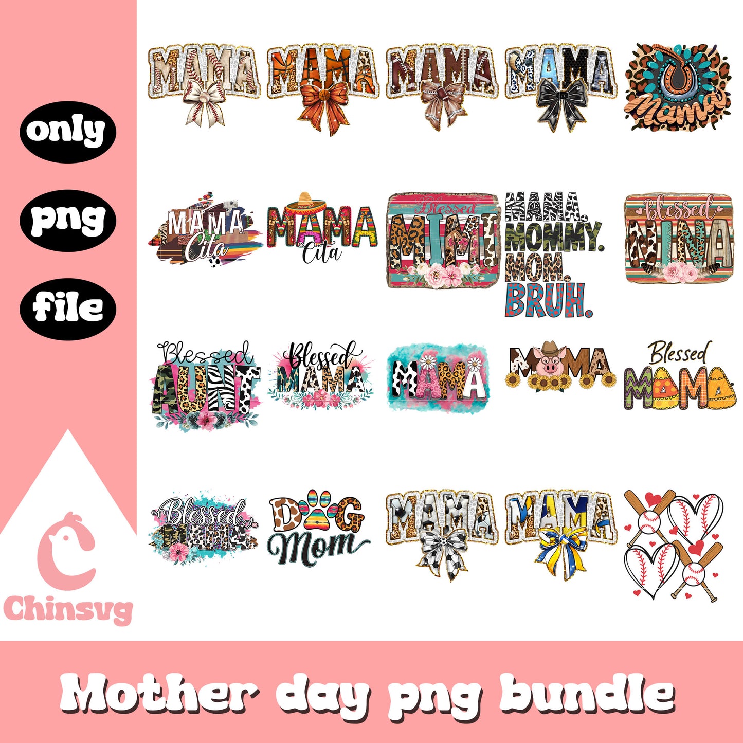 Mama vintage font design bundle png, mother of day png, mama png