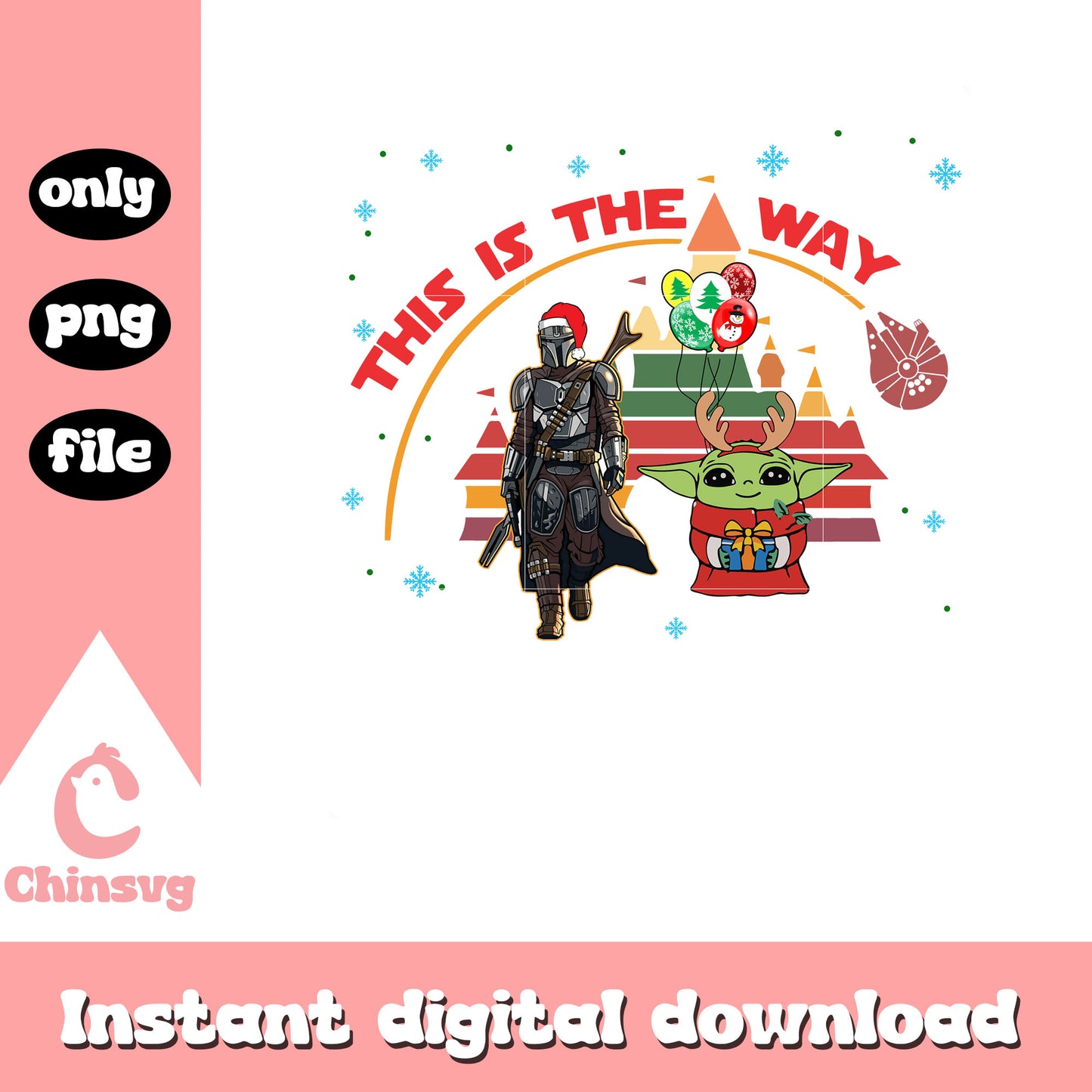 Mandalorian x yoda this is the way png, christmas png
