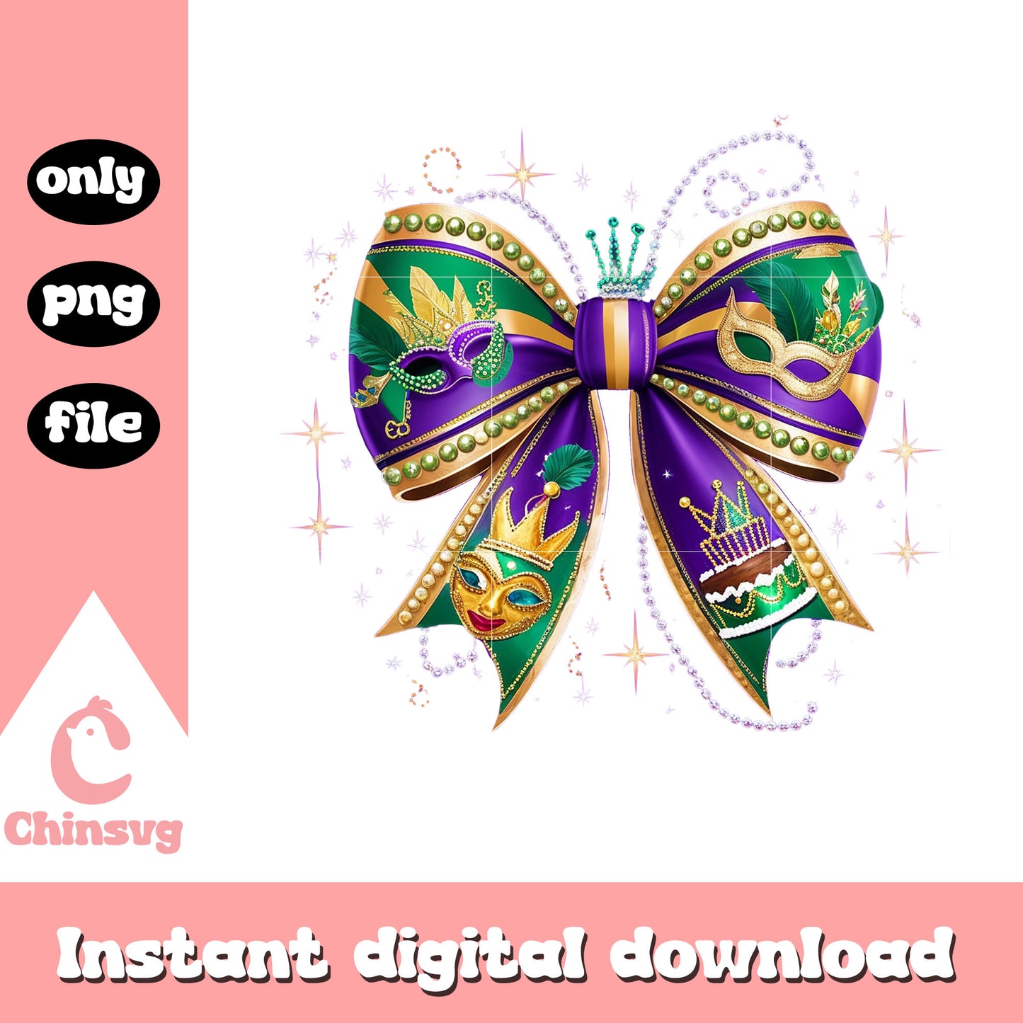 Mardi gras bow glitter png, mardi gras in new orleans png
