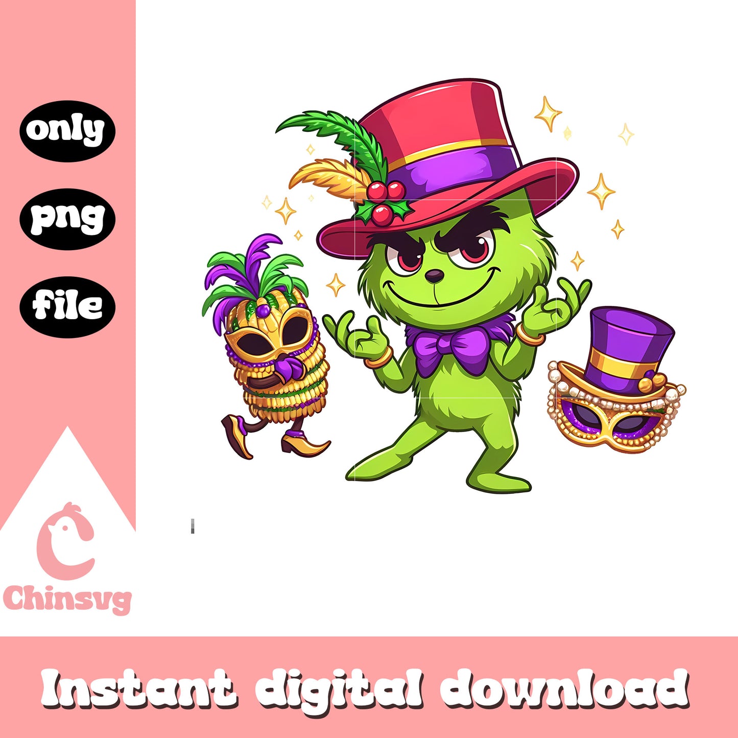 Mardi gras grinch mask png, the grinch png, mardi gras mask png