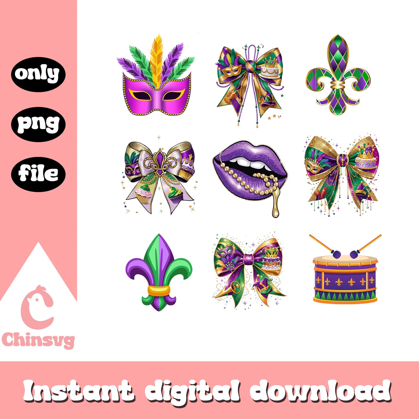 Mardi gras lips custom png, parade route in new orleans png
