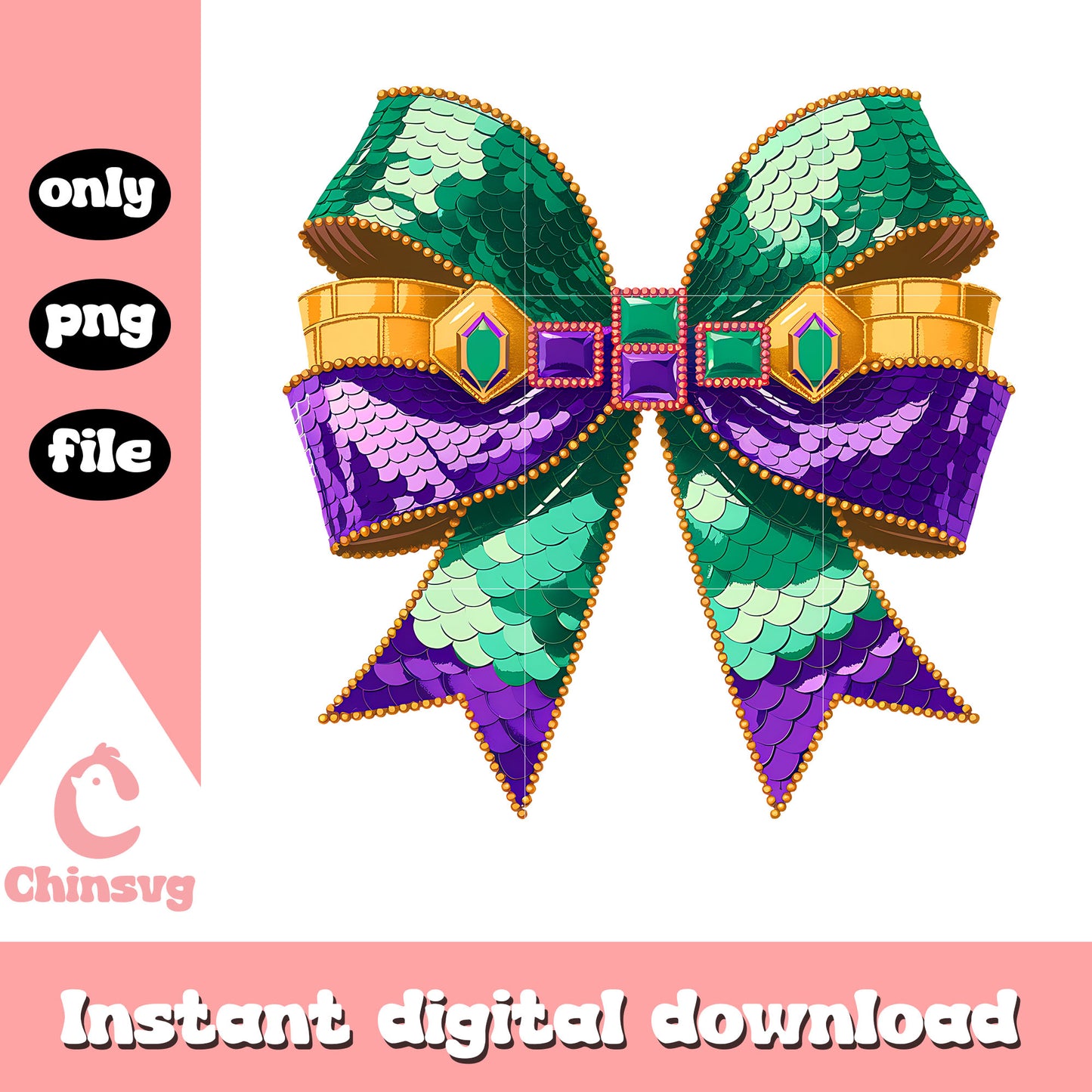 Mardi gras pattern bow design png, happy mardi gras png
