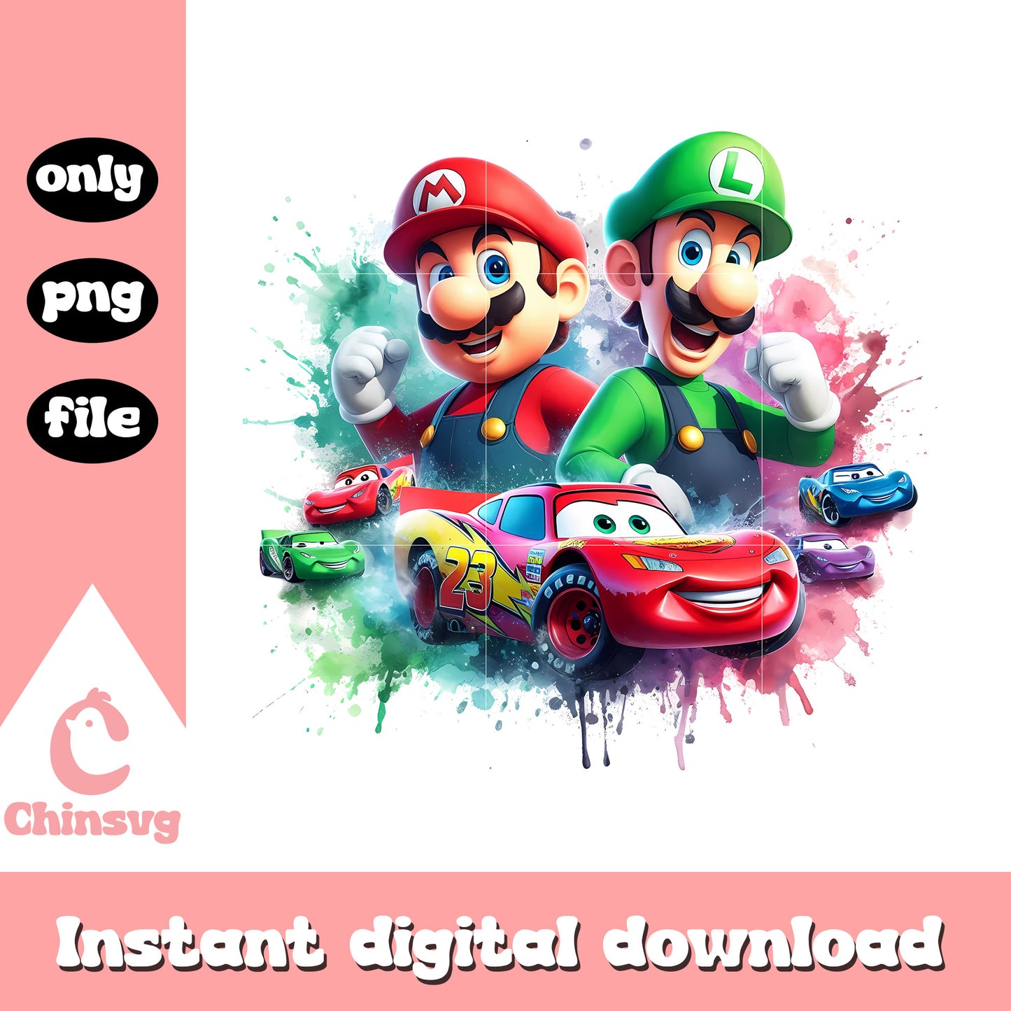 Mario game characters and disney cars png, mario and luigi png
