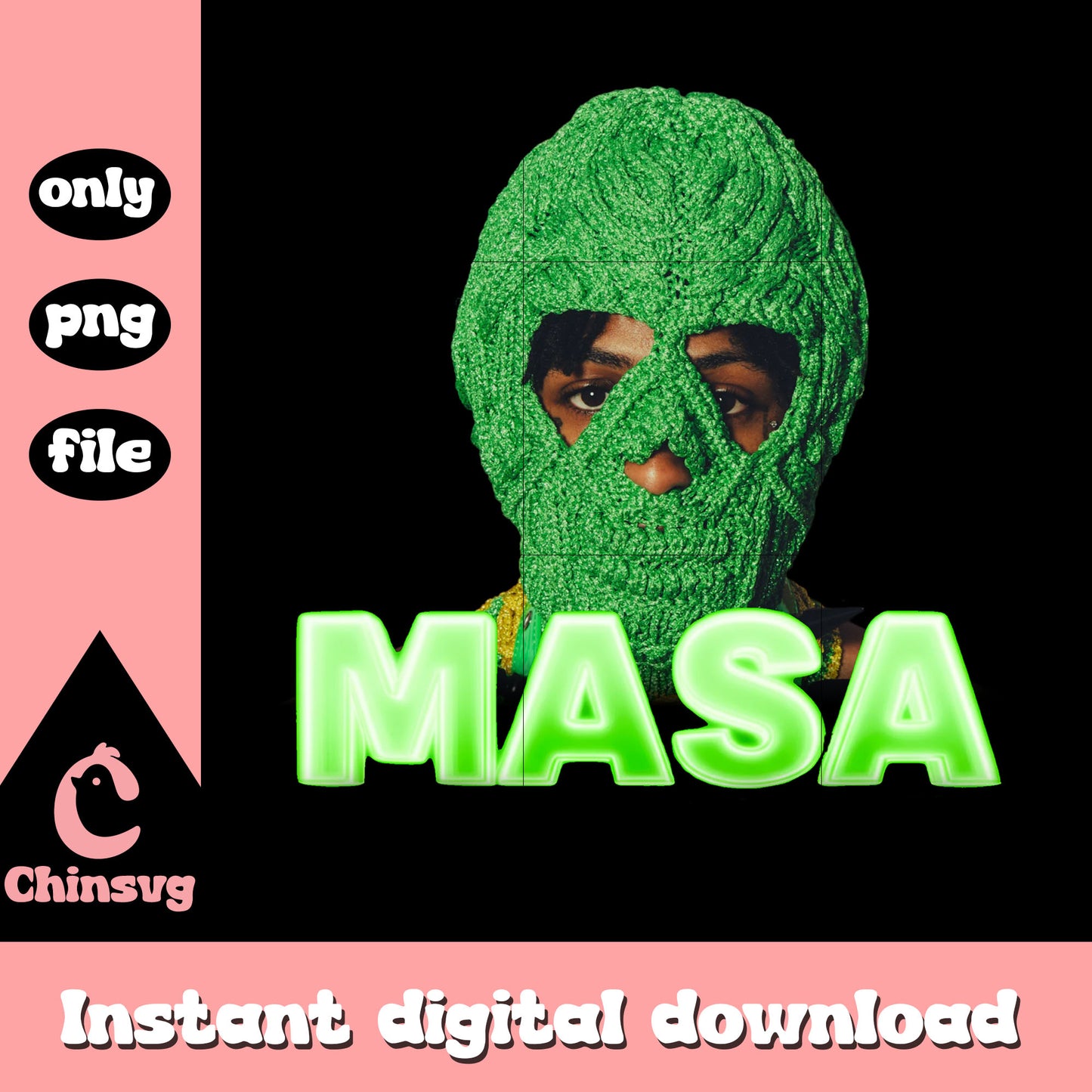 Masa youngboy mask design png, nba youngboy tour 2025 png