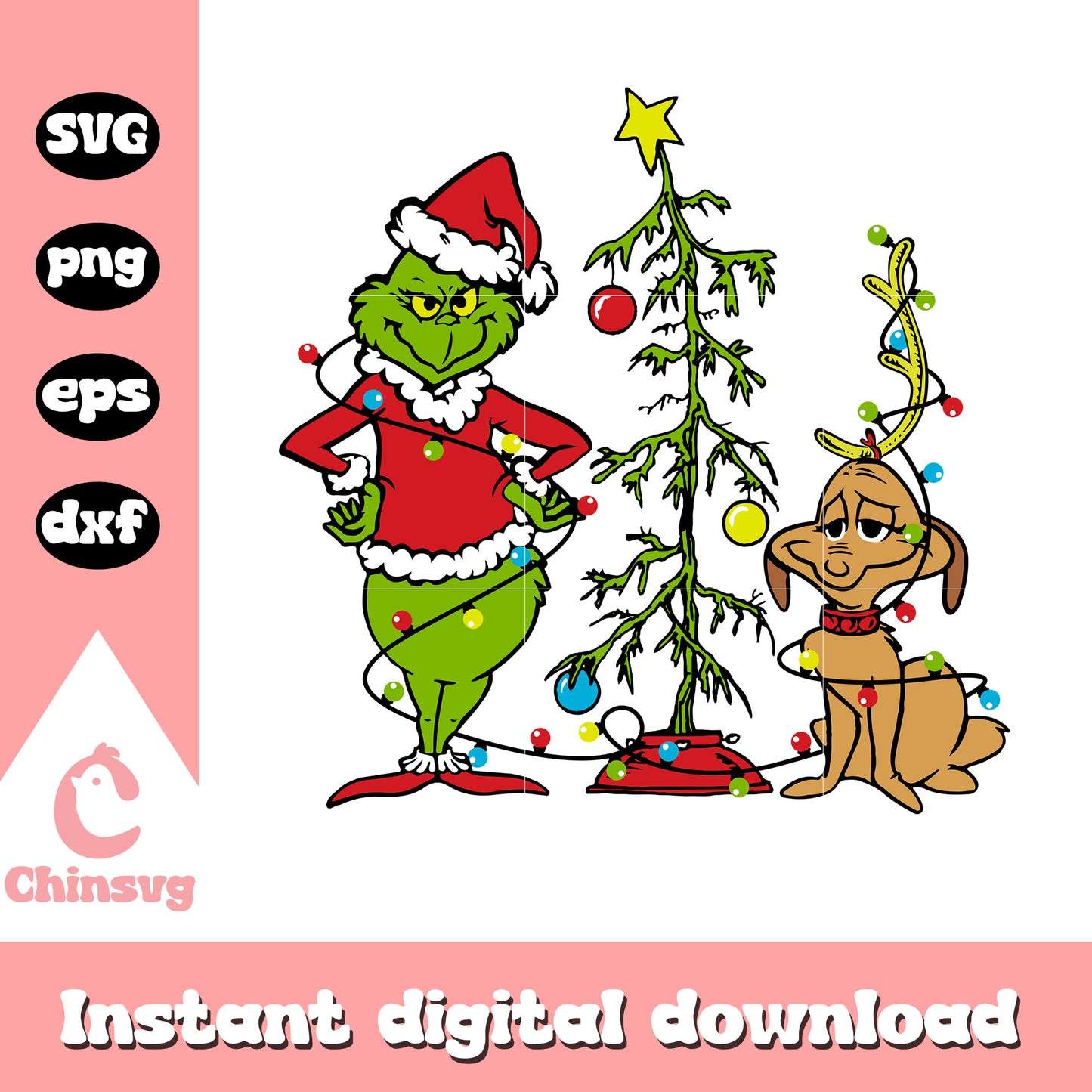 Max and grinch christmas tree svg, grinch characters svg