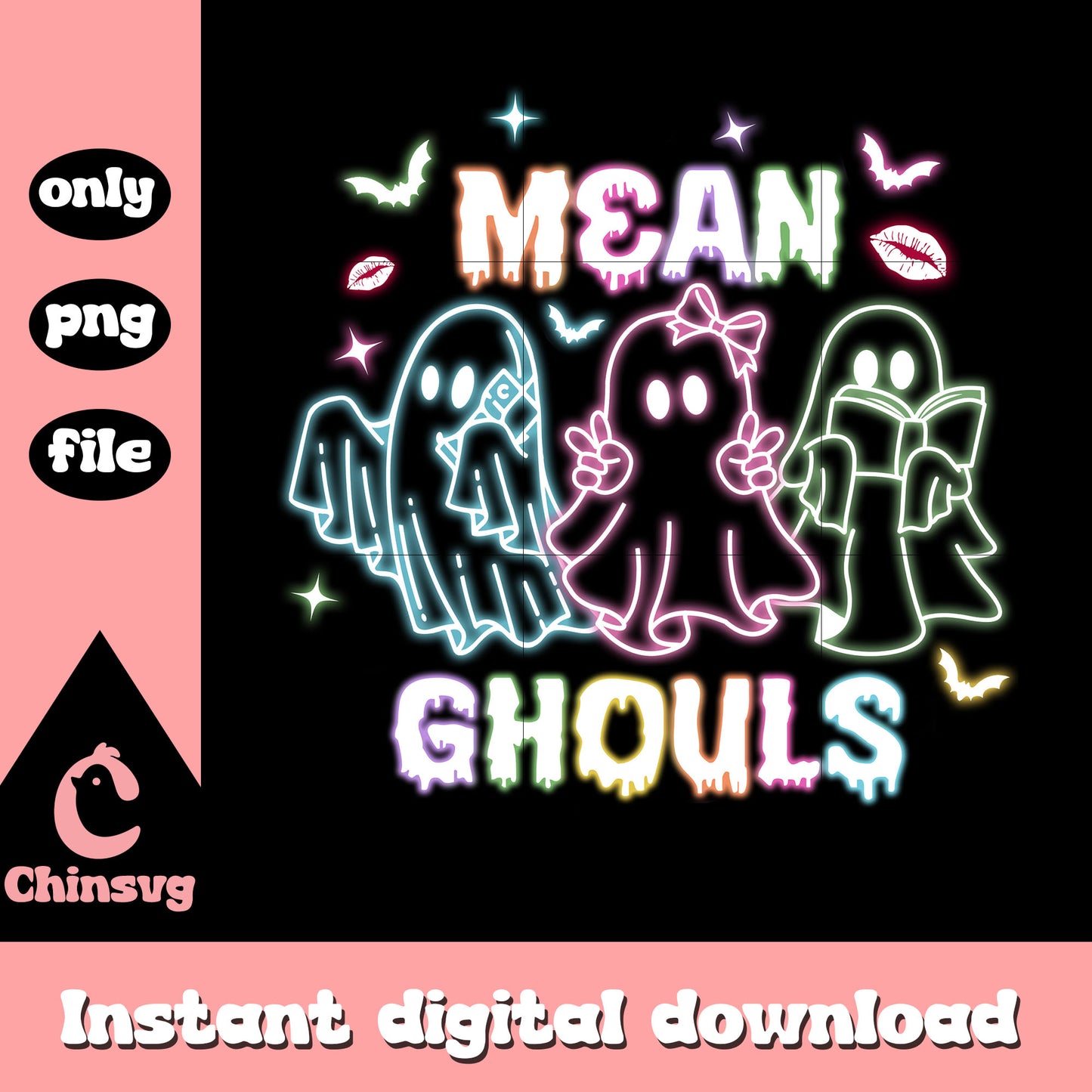 Mean gouls halloween ghost neon png, halloween decorations png
