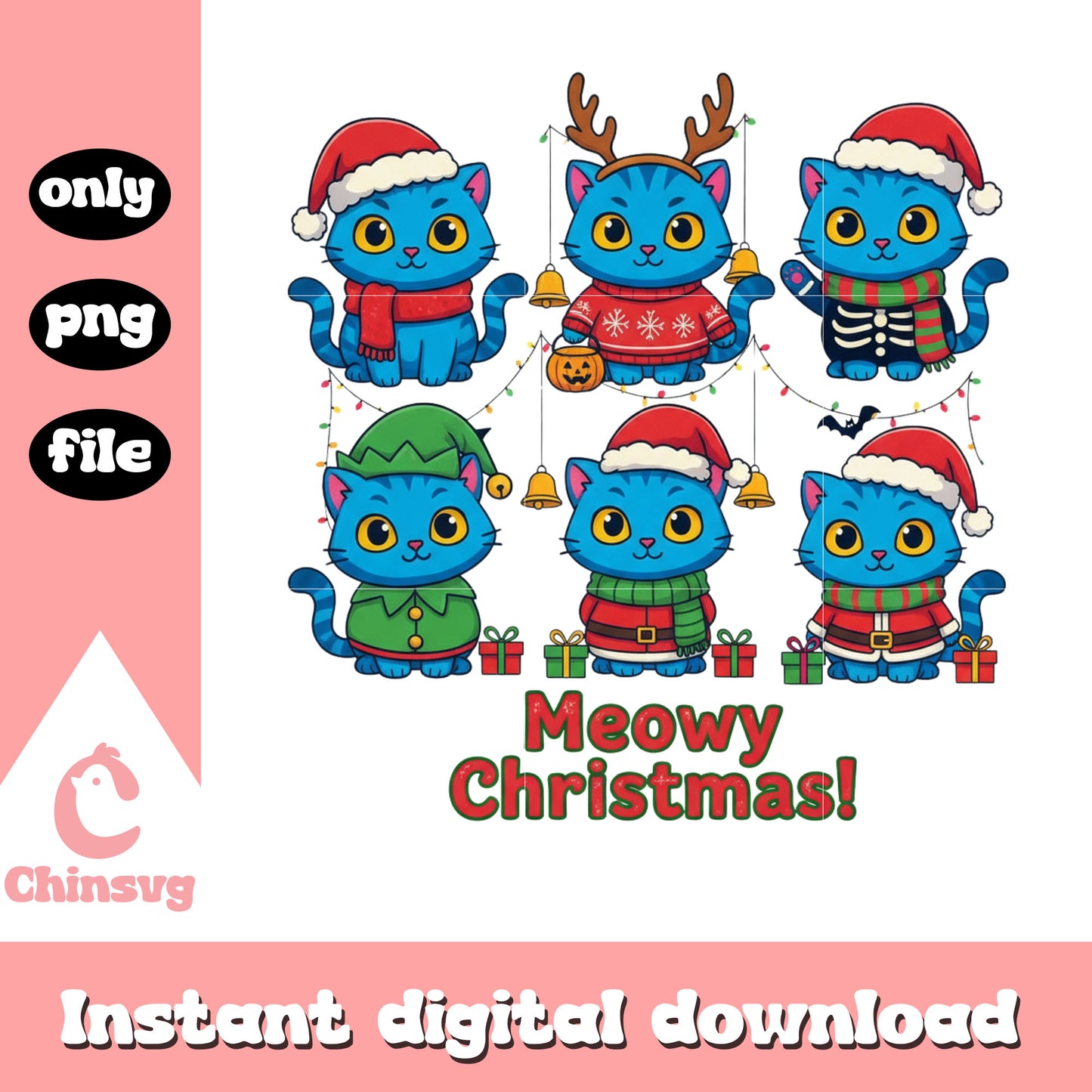 Meowy christmas derpy tiger outfits png, derpy kpop demon hunters png