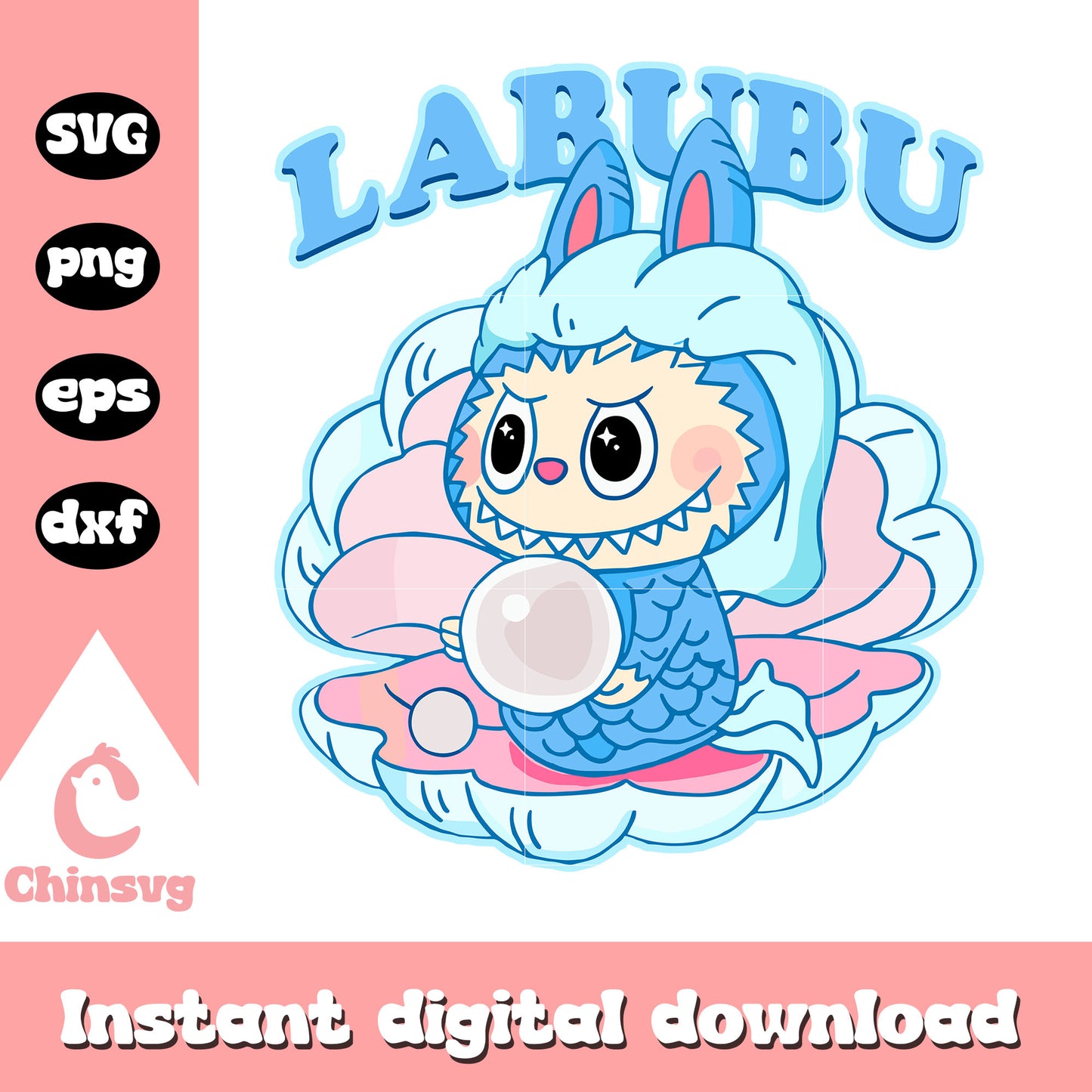Mermaid labubu doll drawing design svg, labubu toy svg