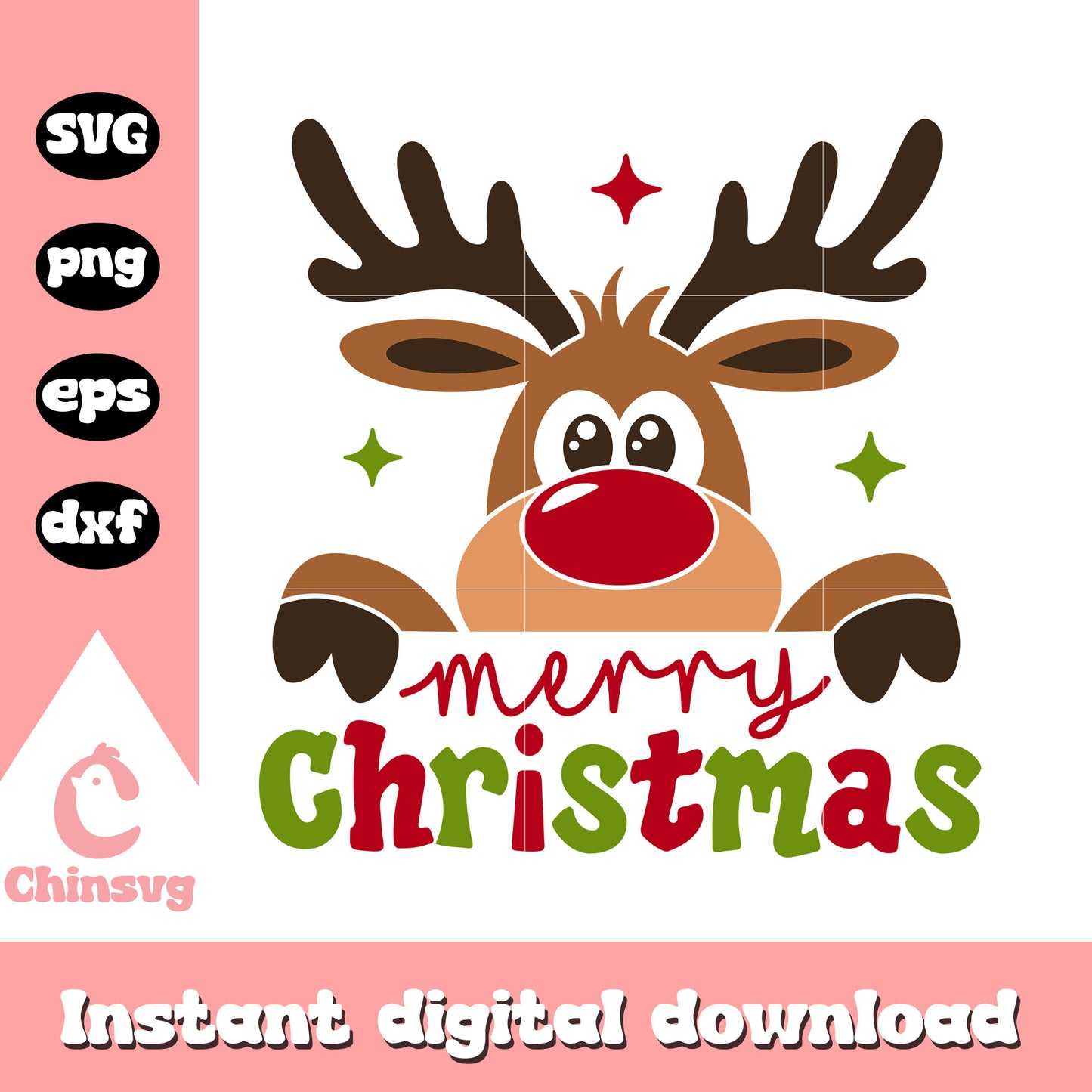 Merry christmas reindeer design svg, christmas reindeer svg