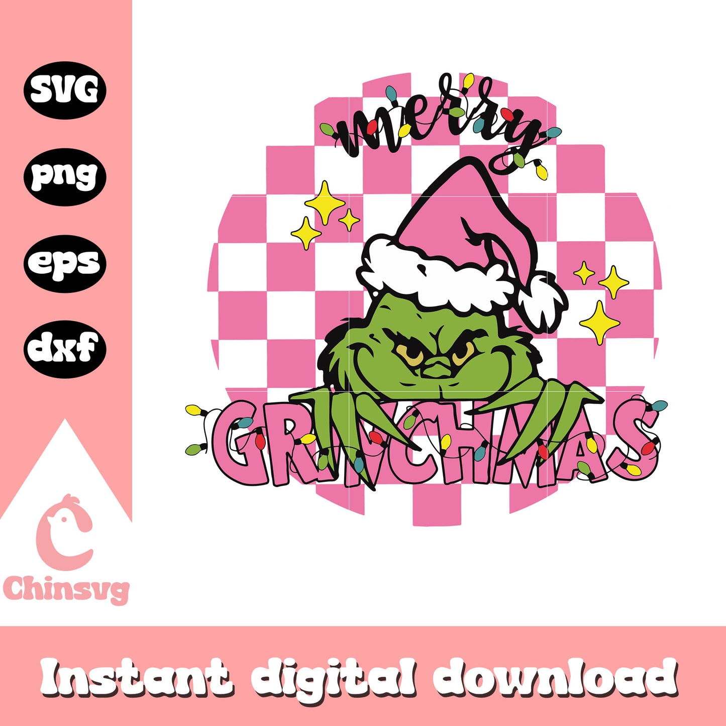 Merry grinchmas lights design svg, christmas light svg