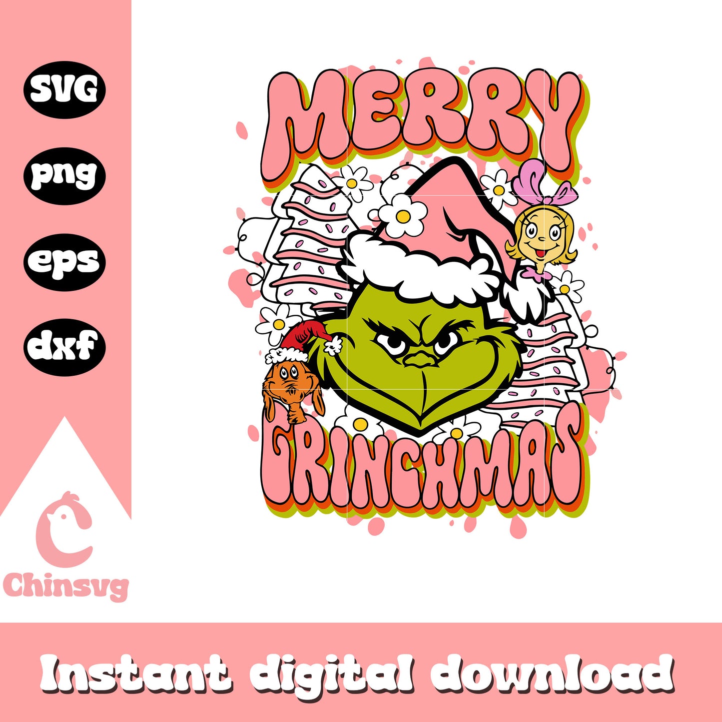 Merry grinchmas pink svg, pink christmas svg, pink grinch svg