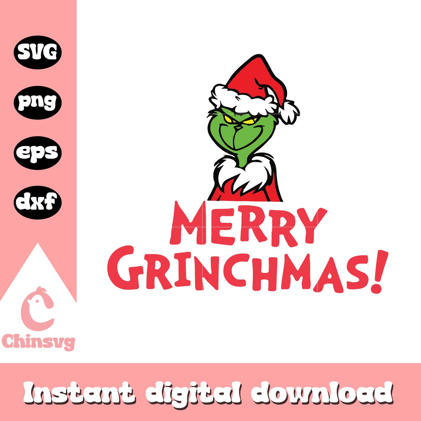 Merry grinchmas santa hat svg, grinch in a santa hat svg
