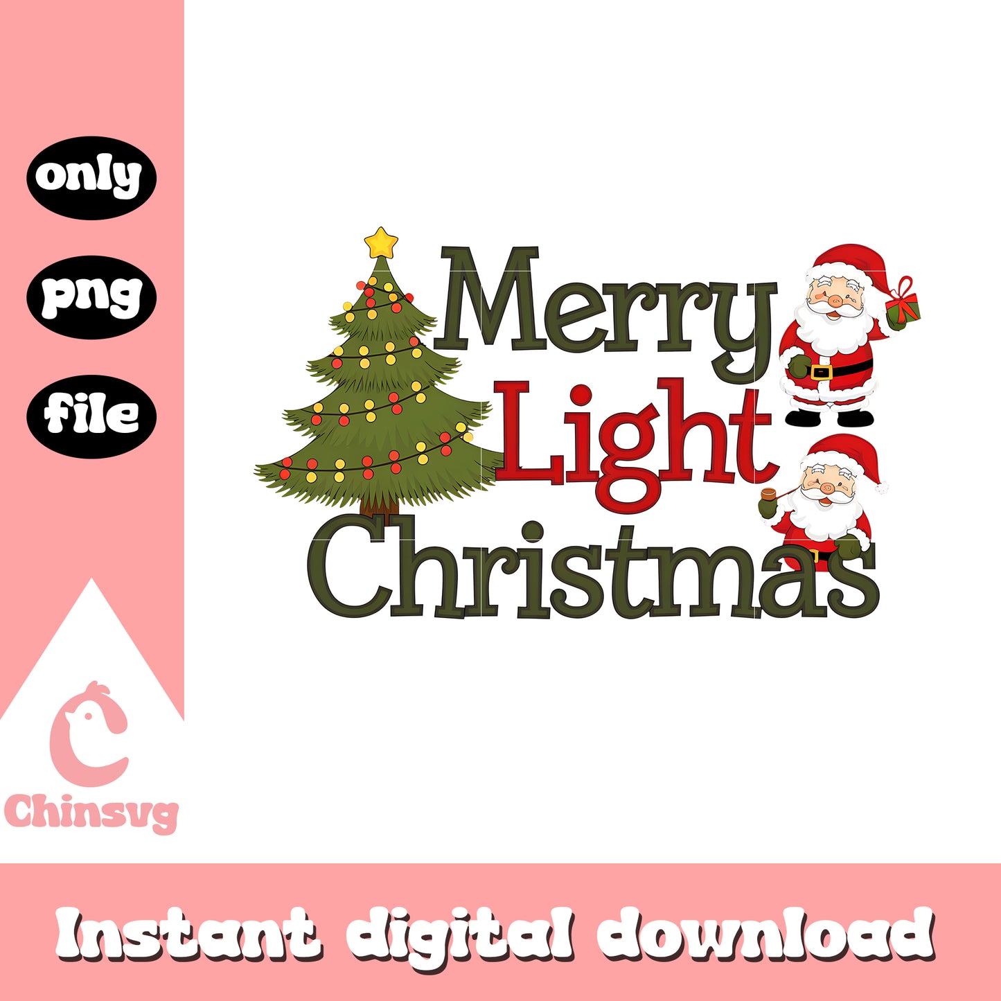 Merry light christmas logo png, merry christmas lights png