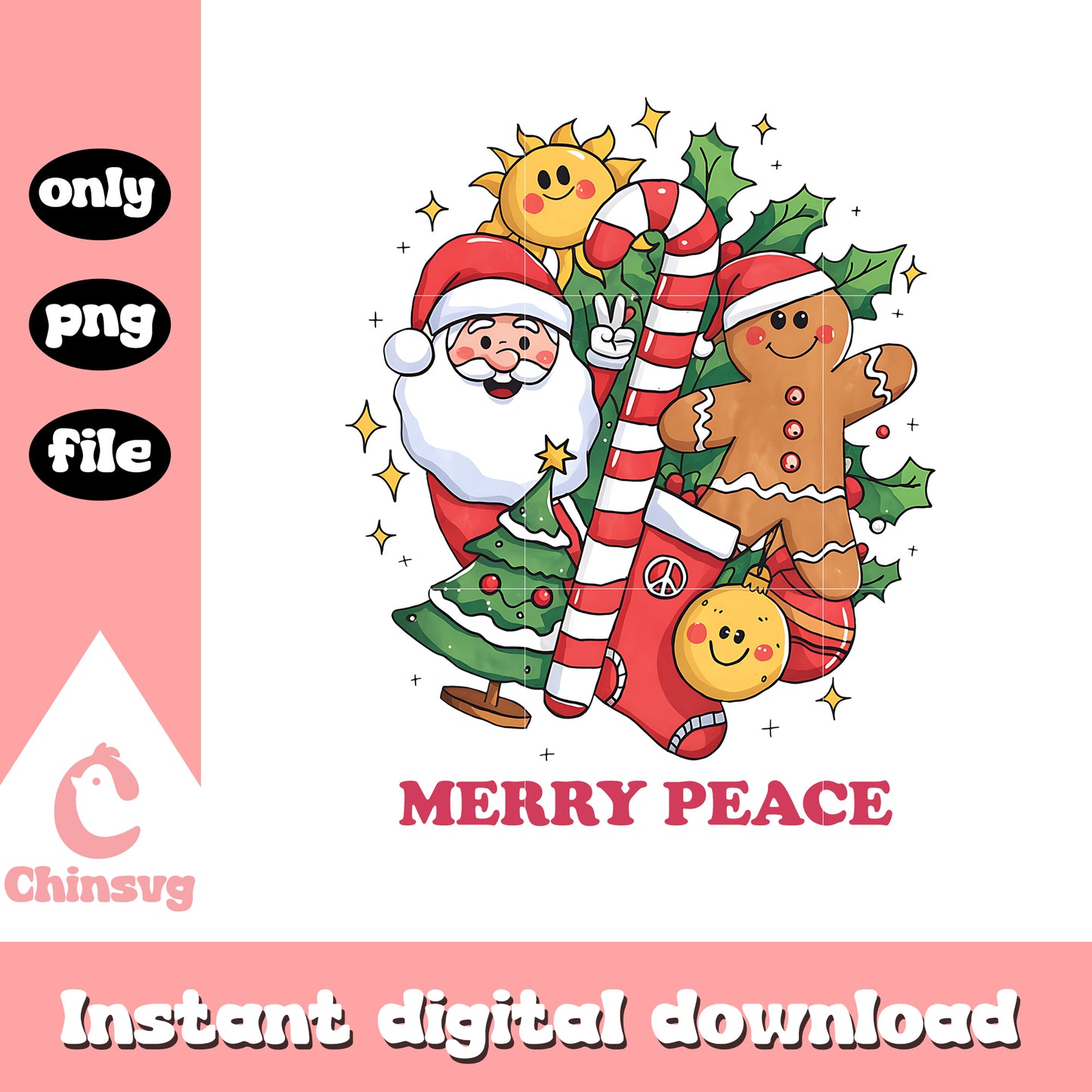 Merry peace santa christmas png, merry christmas peace png