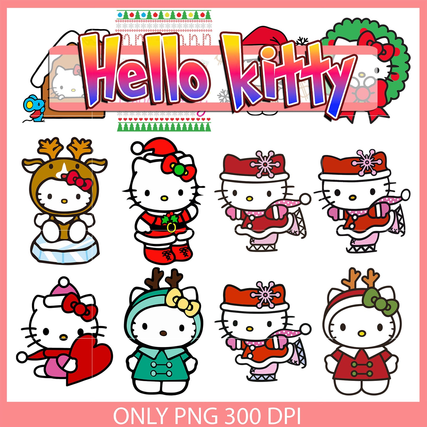 Merry christmas bundle design svg, hello kitty christmas svg