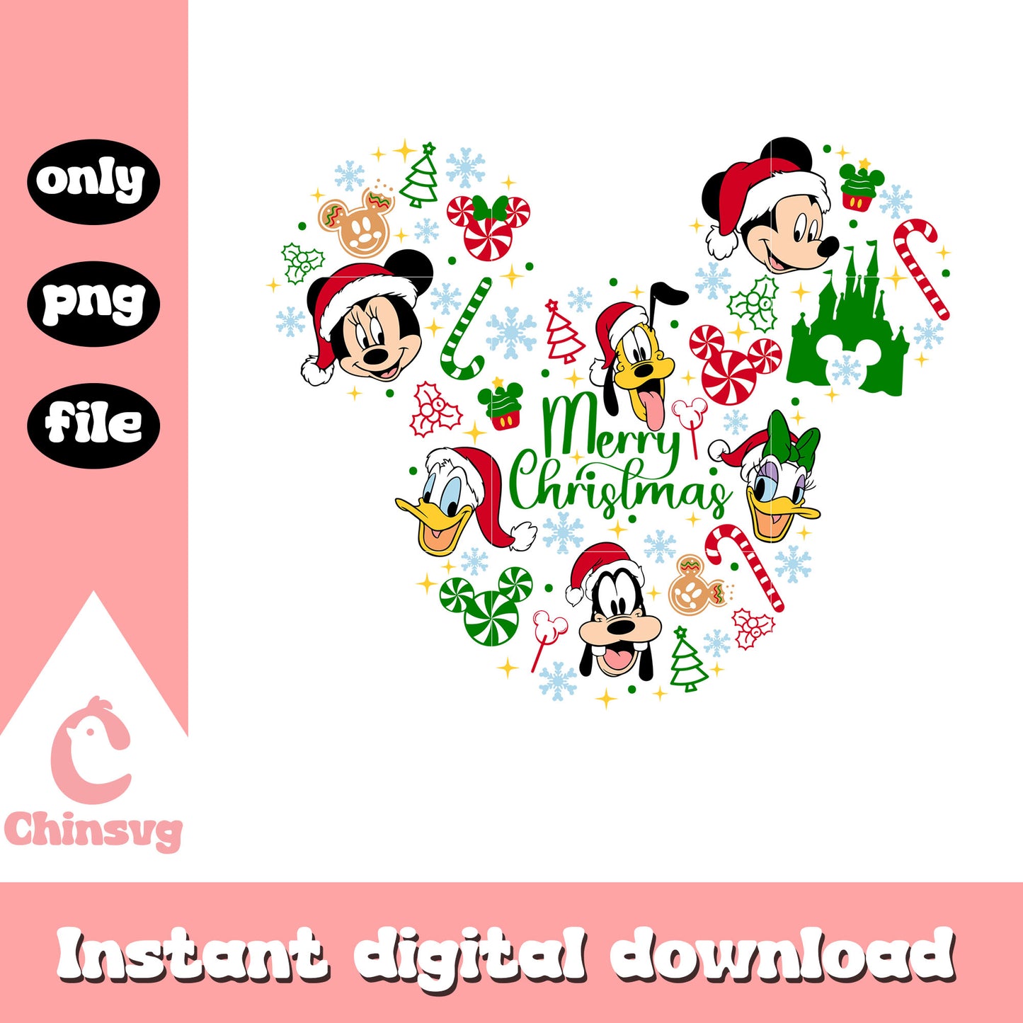 Merry christmas disney mickey friends png, mickey friends png