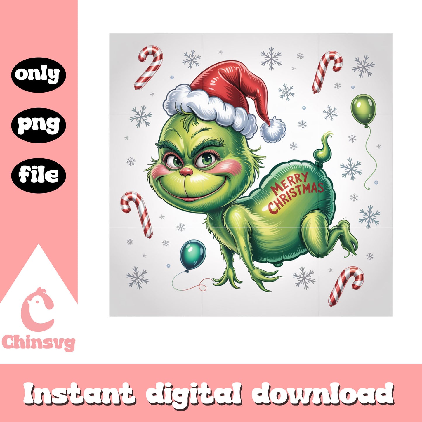 Merry christmas grinch balloon frame png, this christmas png