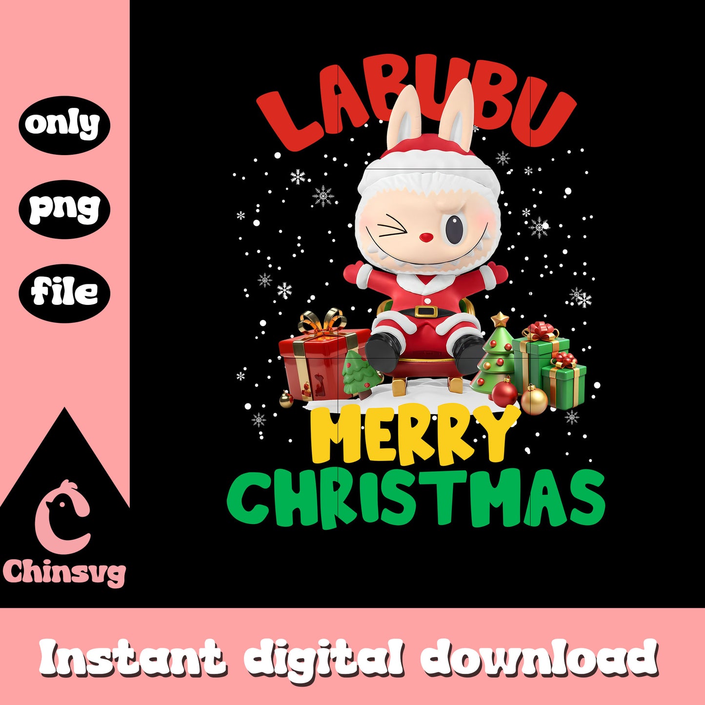 Merry christmas labubu doll png, spirit christmas png