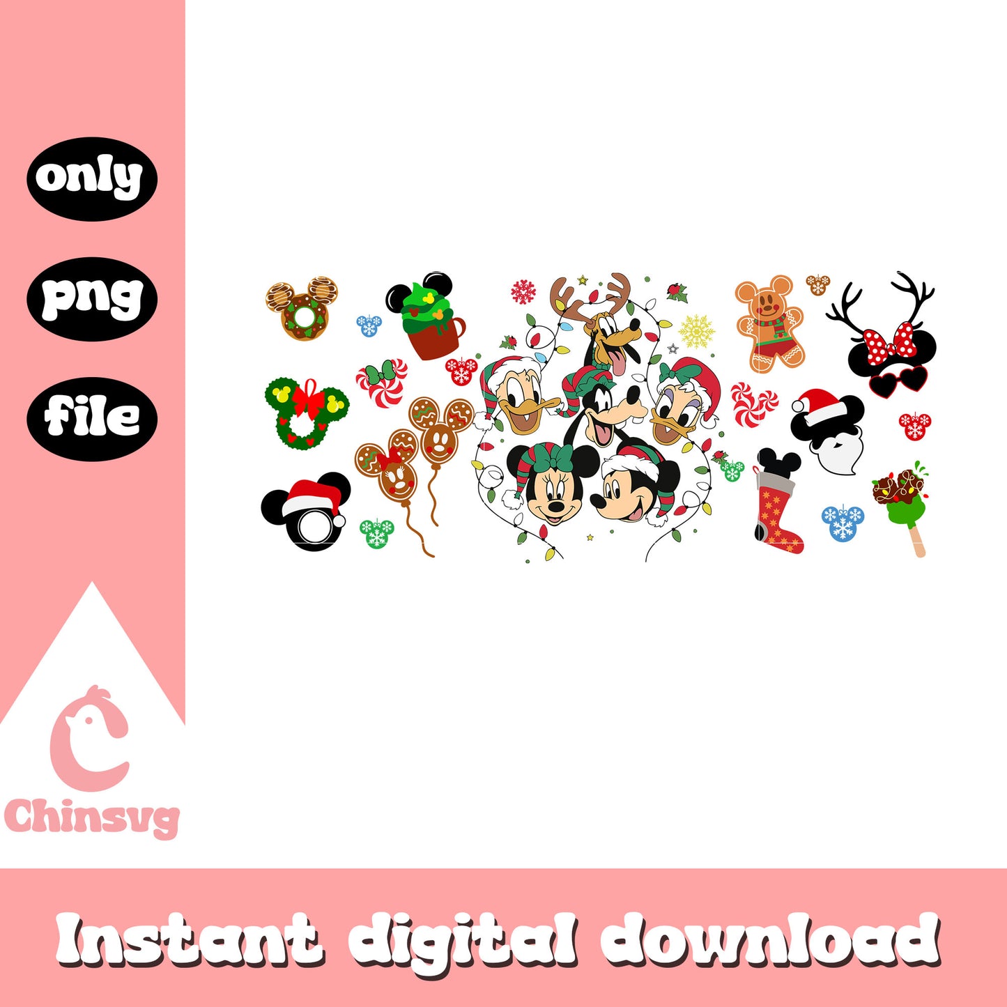 Merry christmas mickey disney lights png, mickey clip art png