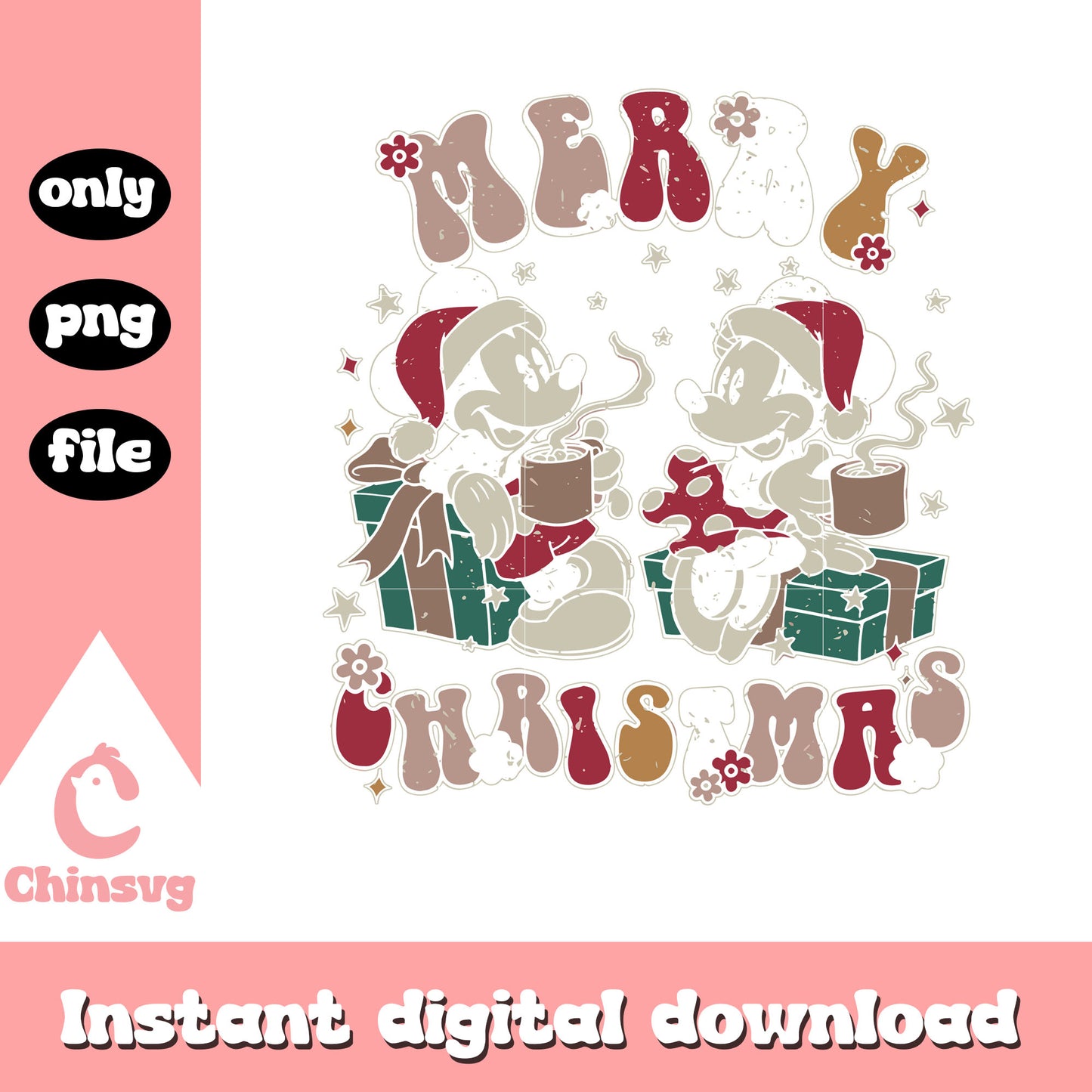 Merry christmas mickey minnie design png, disney christmas png