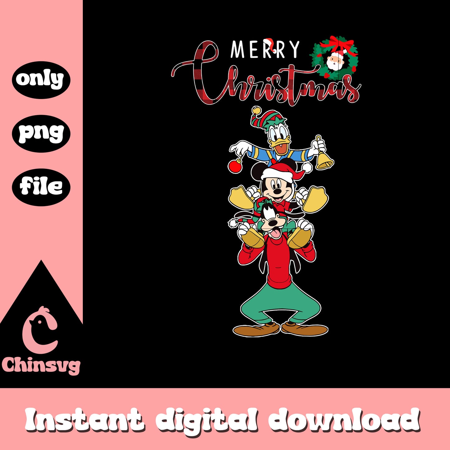 Merry christmas mickey pluto goofy png, mickey friends png