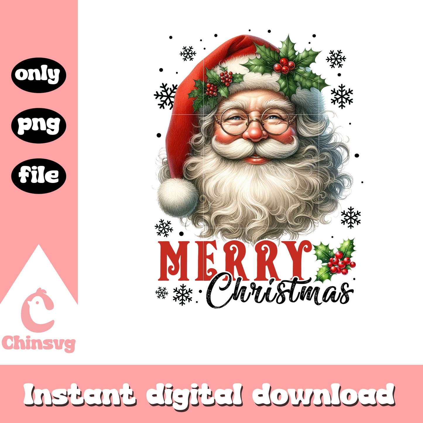 Merry christmas santa face design png, santa claus face clipart png