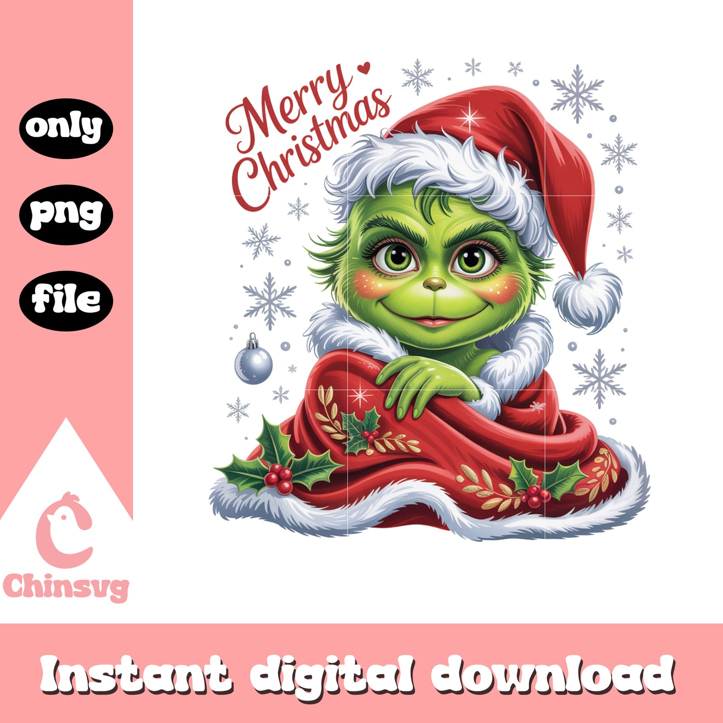 Merry christmas the grinch decor png, grinch baby outfit png