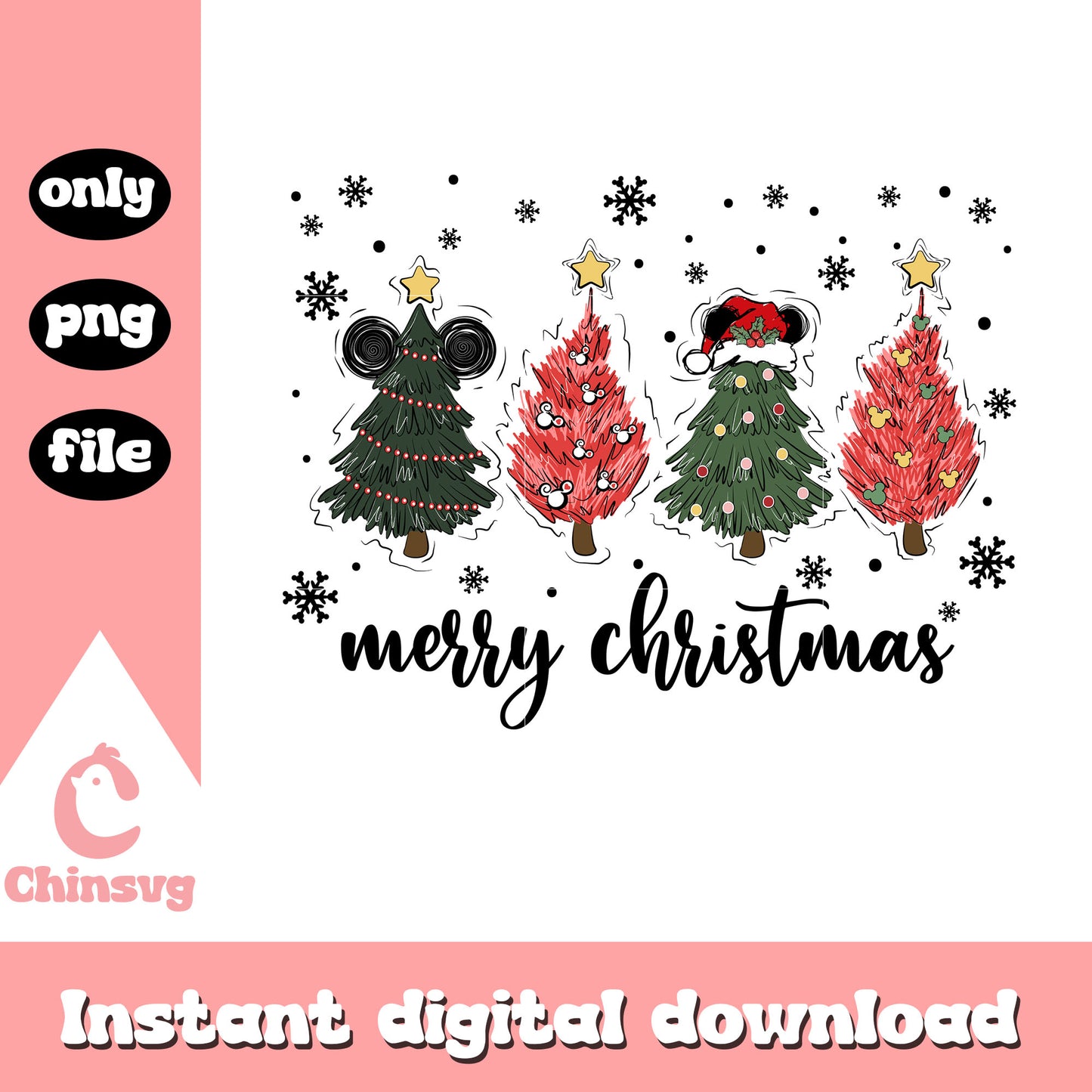 Merry christmas trees disney decorations png, xmas tree decor png