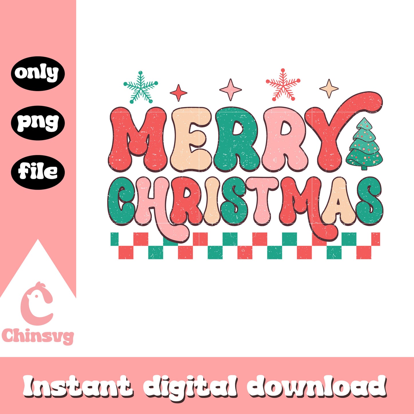 Merry christmas vintage design png, merry christmas logo png