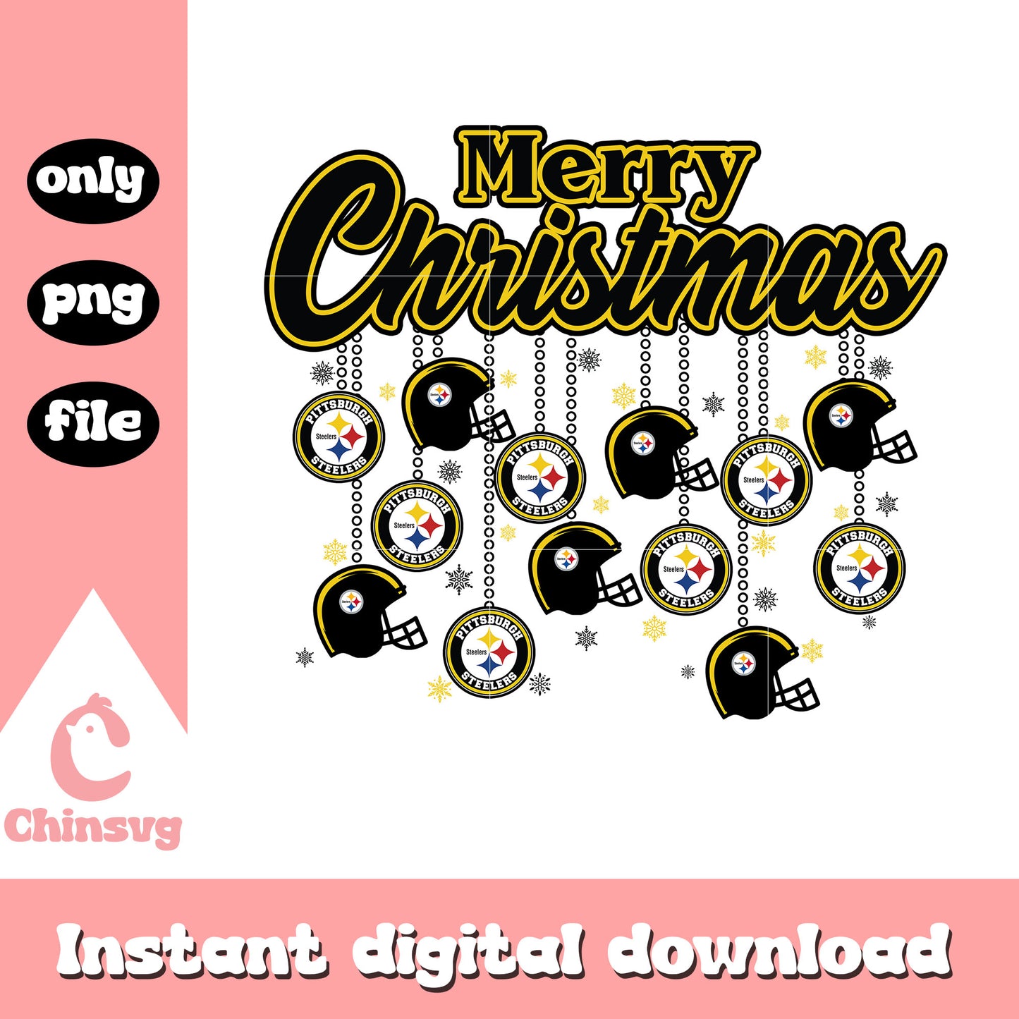 Merry christmas with pittsburgh steelers png, steelers nfl png