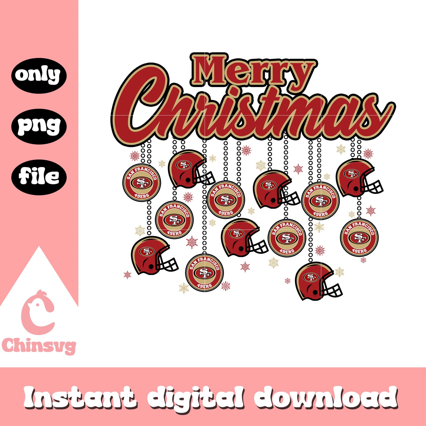 Merry christmas with san francisco 49ers png, 49ers nfl png
