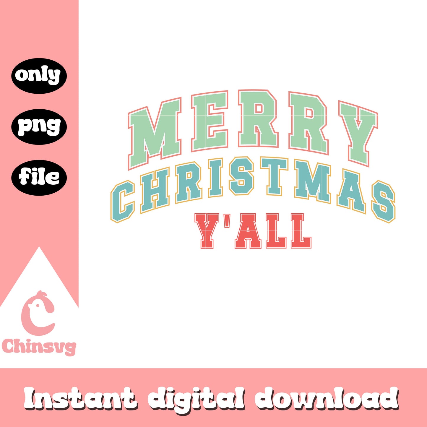 Merry christmas y'all logo design png, merry christmas png