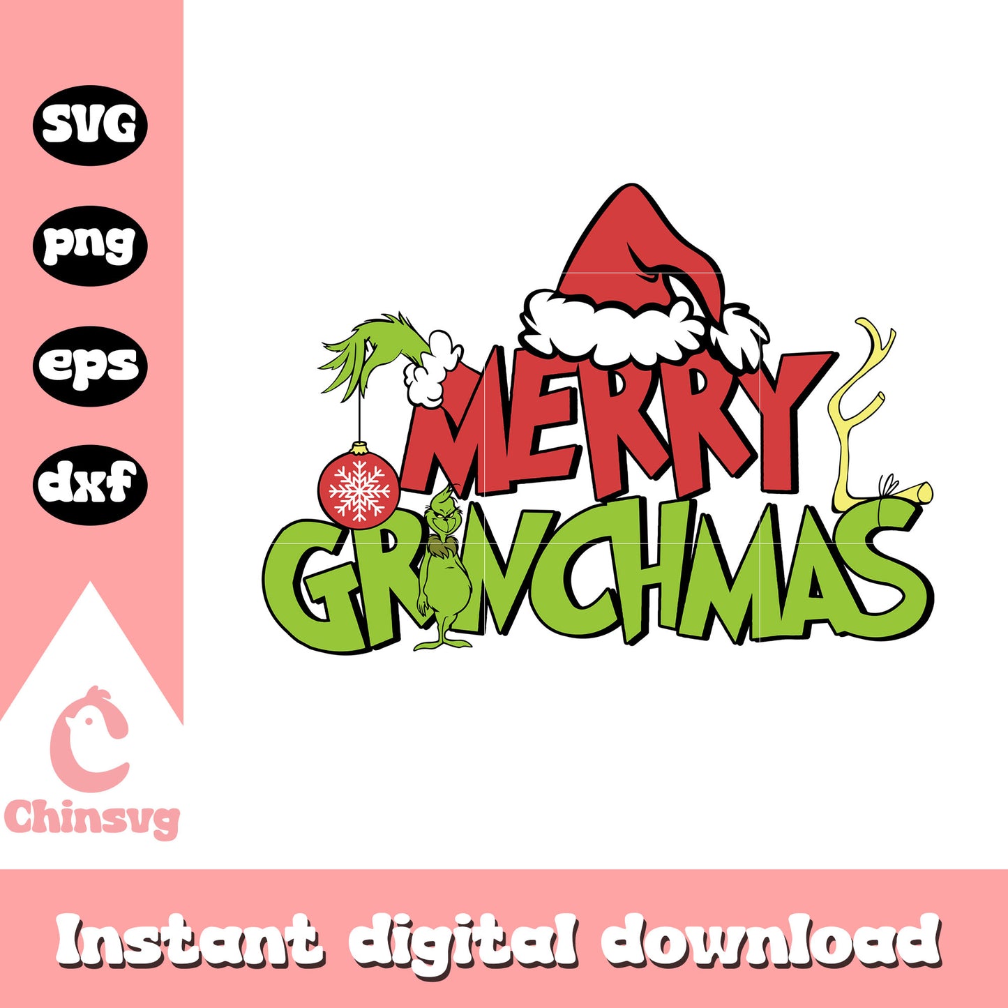Merry grinchmas text design svg, grinch characters svg