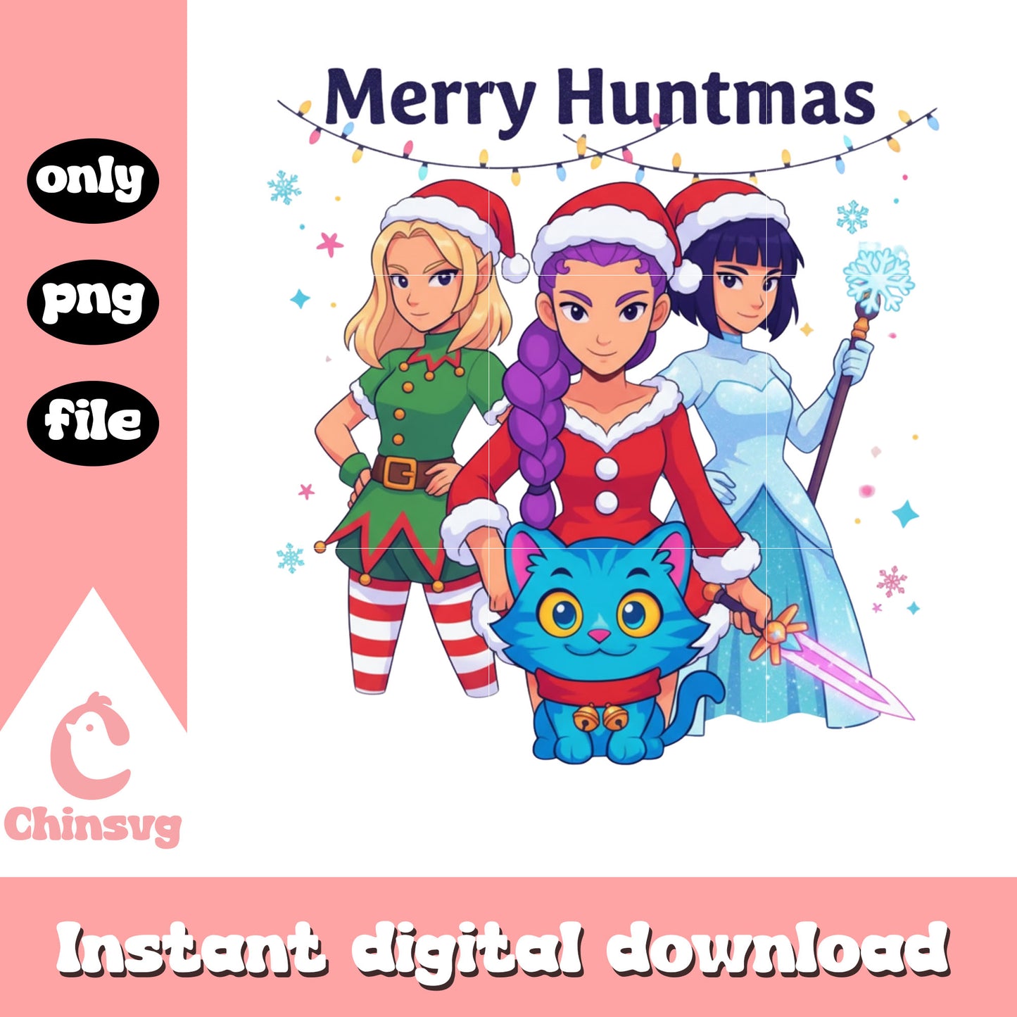 Merry huntmas kpop demon hunters png, christmas day png