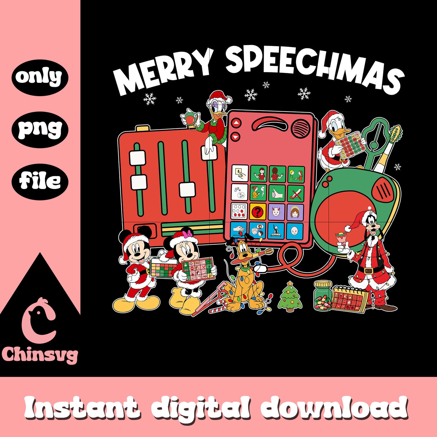 Merry speechmas therapy disney png, mickey and friends png
