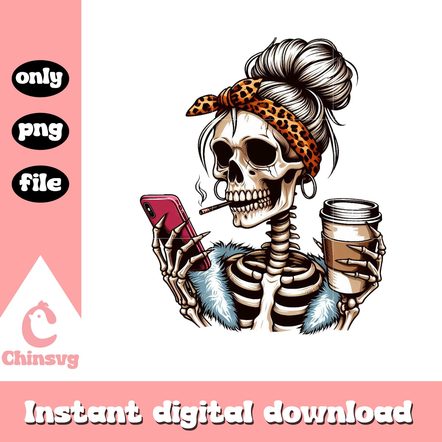 Messy bun mom street style and coffee png, coffee cup png