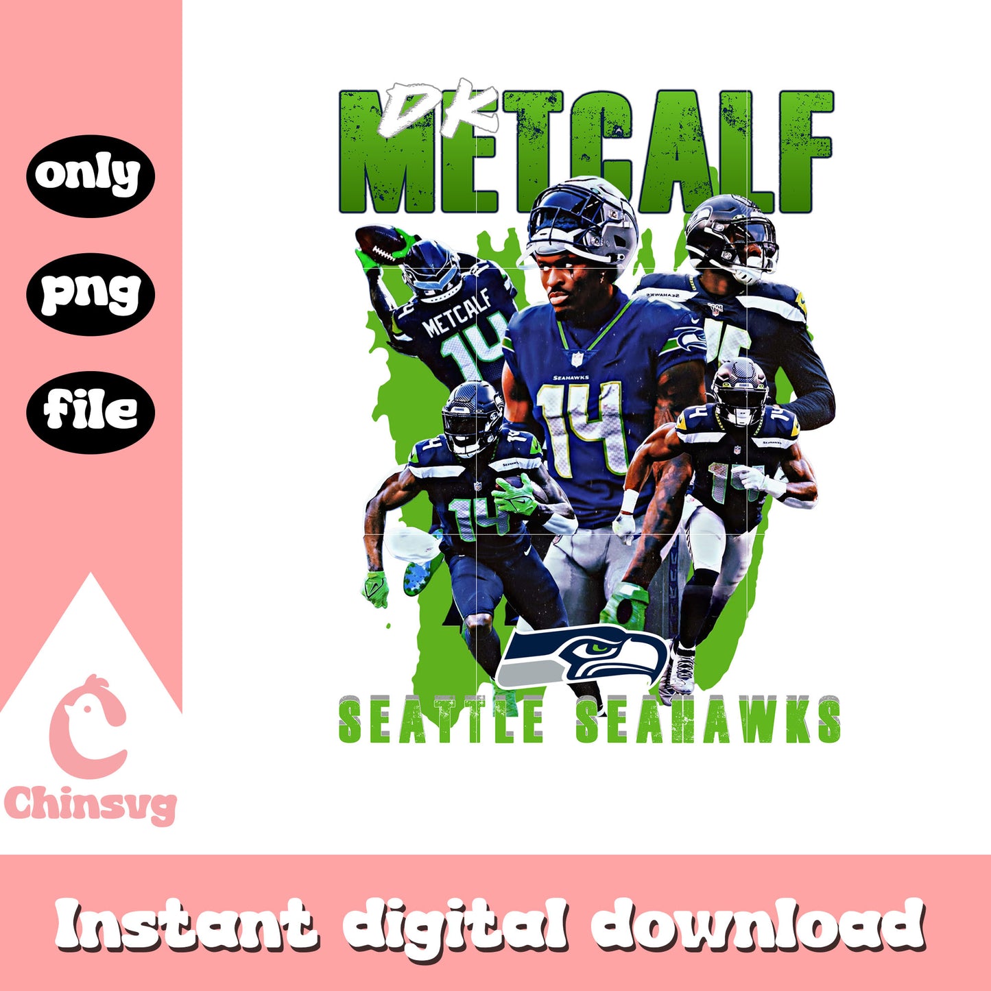 Metcalf Seattle Seahawks team png, Seattle Seahawks football png